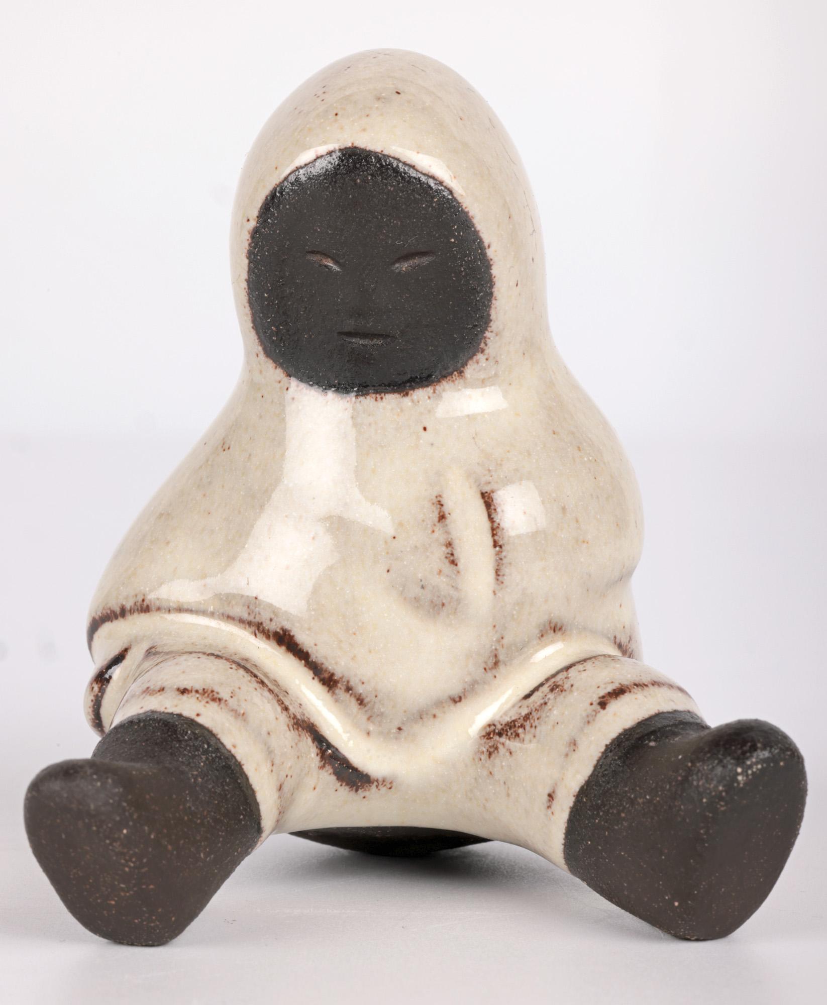 Hyllested Danish Mid-Century Art Pottery Eskimo Figure For Sale 6