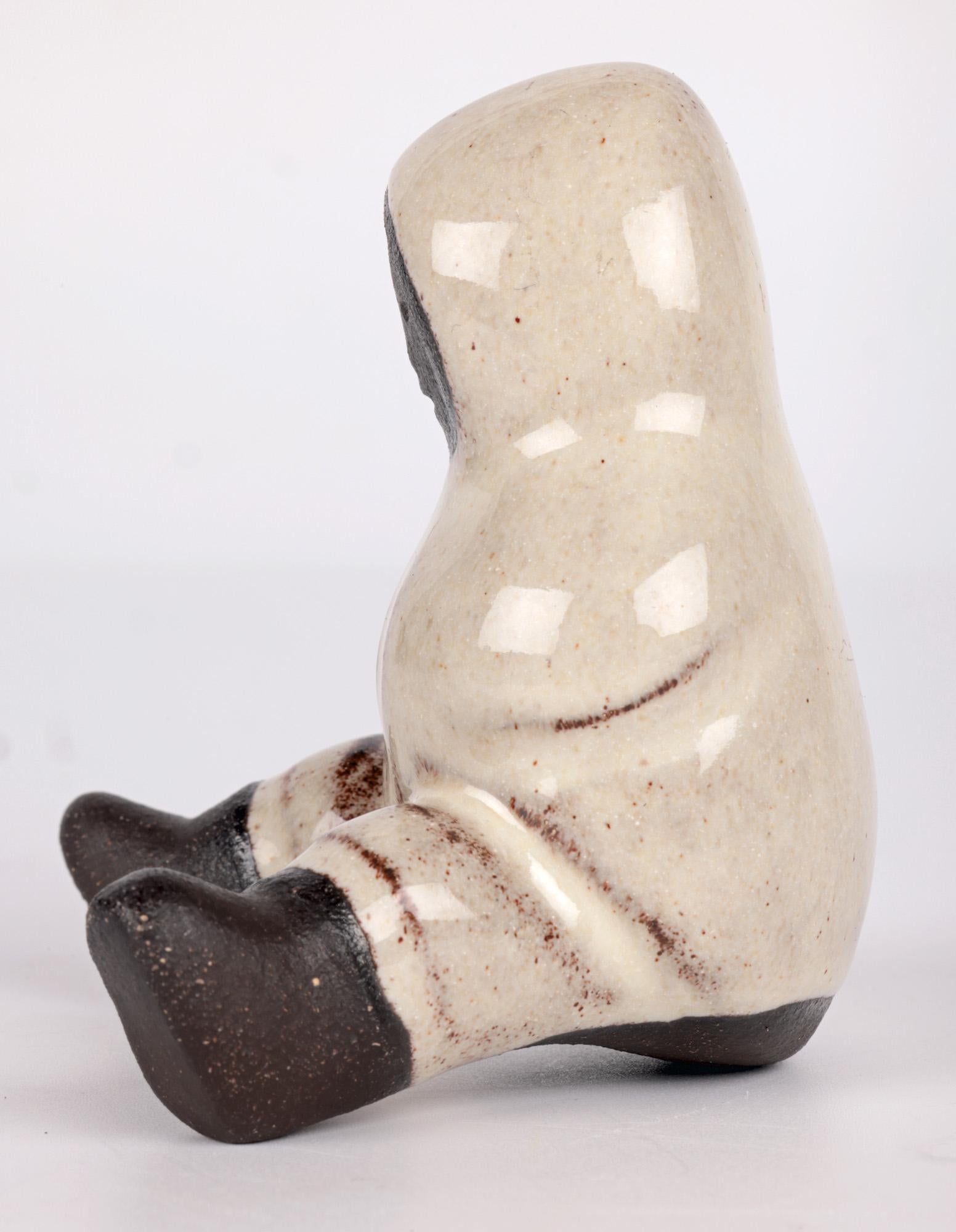 Stoneware Hyllested Danish Mid-Century Art Pottery Eskimo Figure For Sale