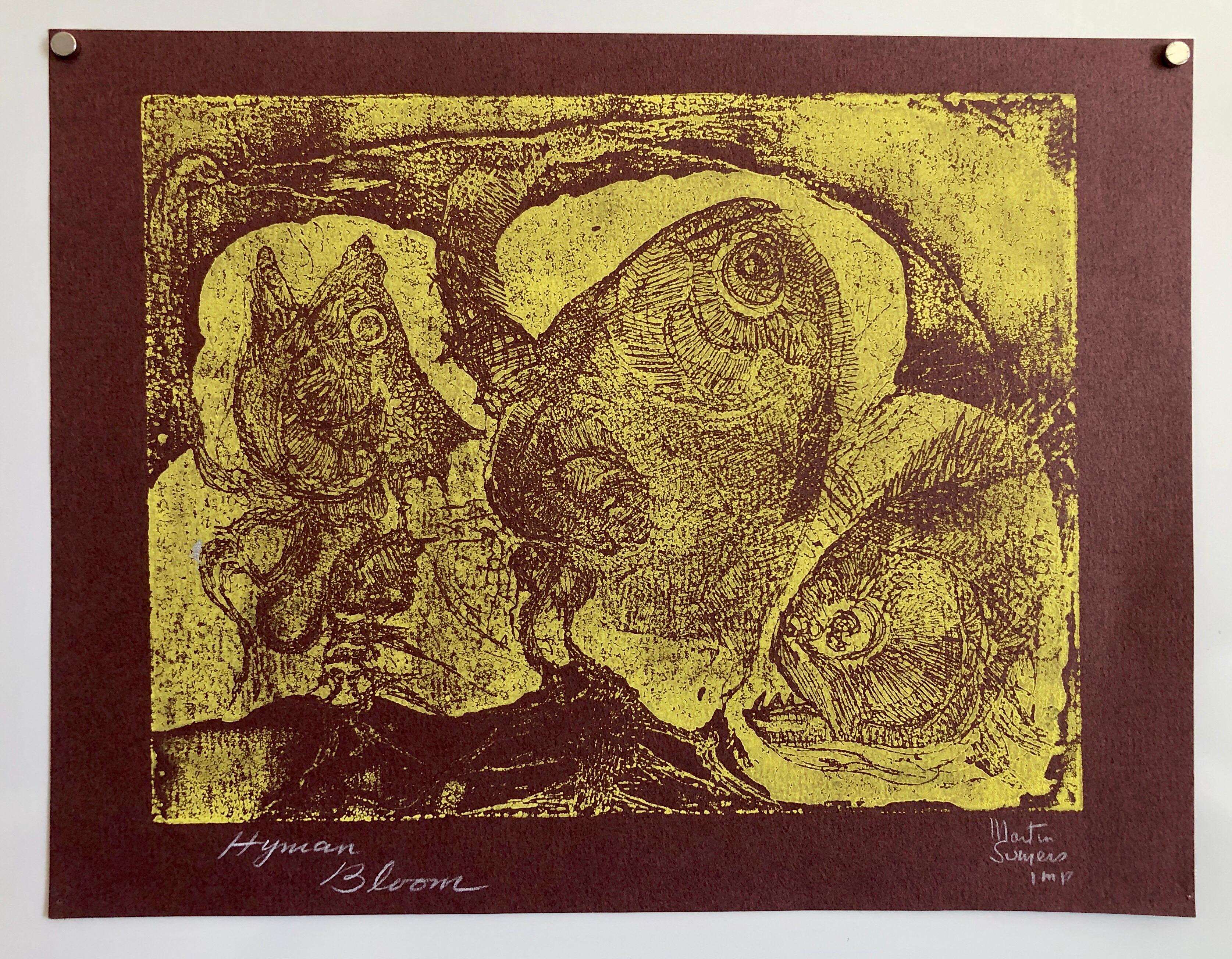Boston Abstract Expressionist Hyman Bloom Monoprint Monotype Print Martin Sumers 1