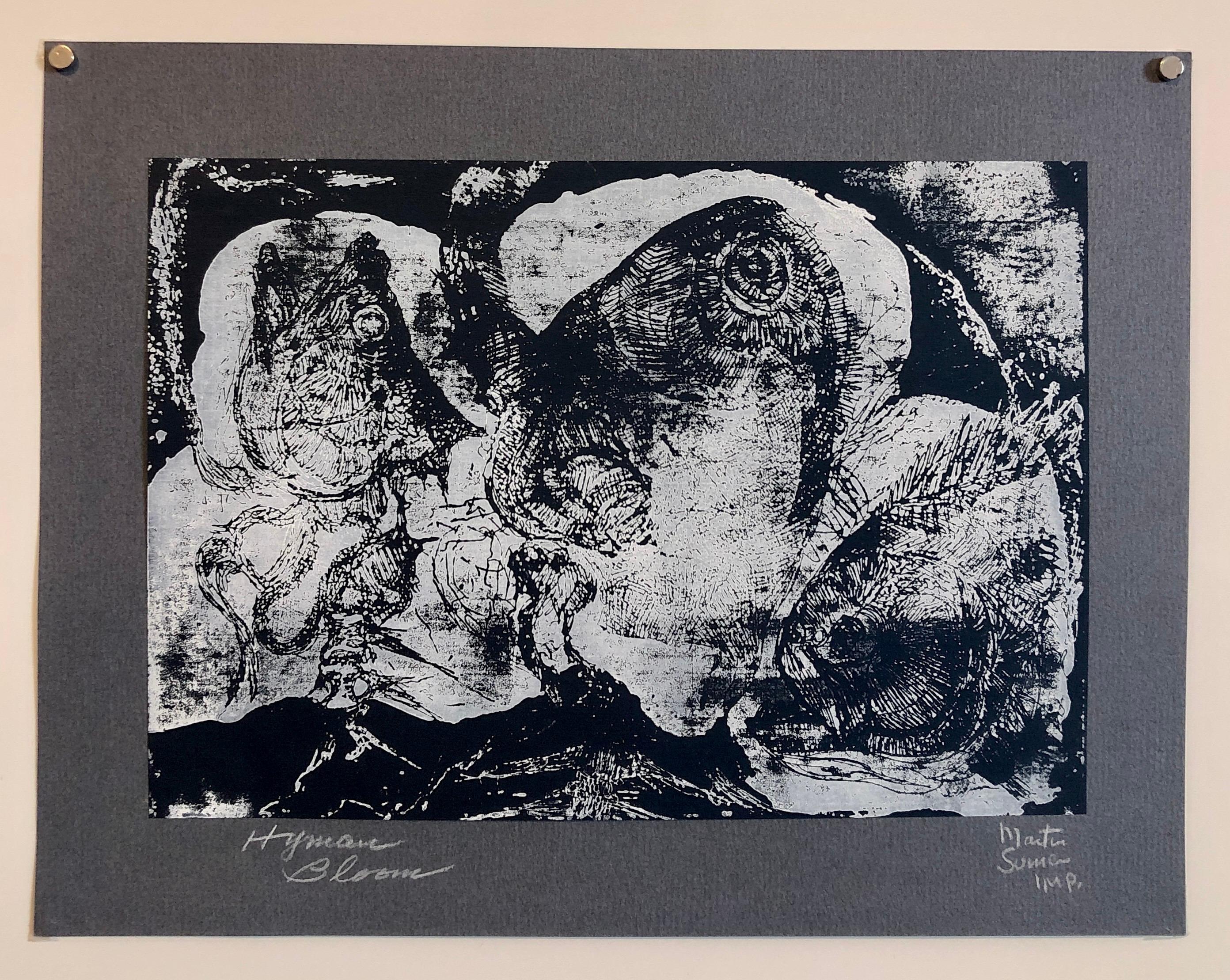 Boston Abstract Expressionist Hyman Bloom Monoprint Monotype Print Martin Sumers 4