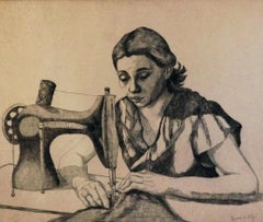 Hyman Katz Original Etching “The Seamstress”