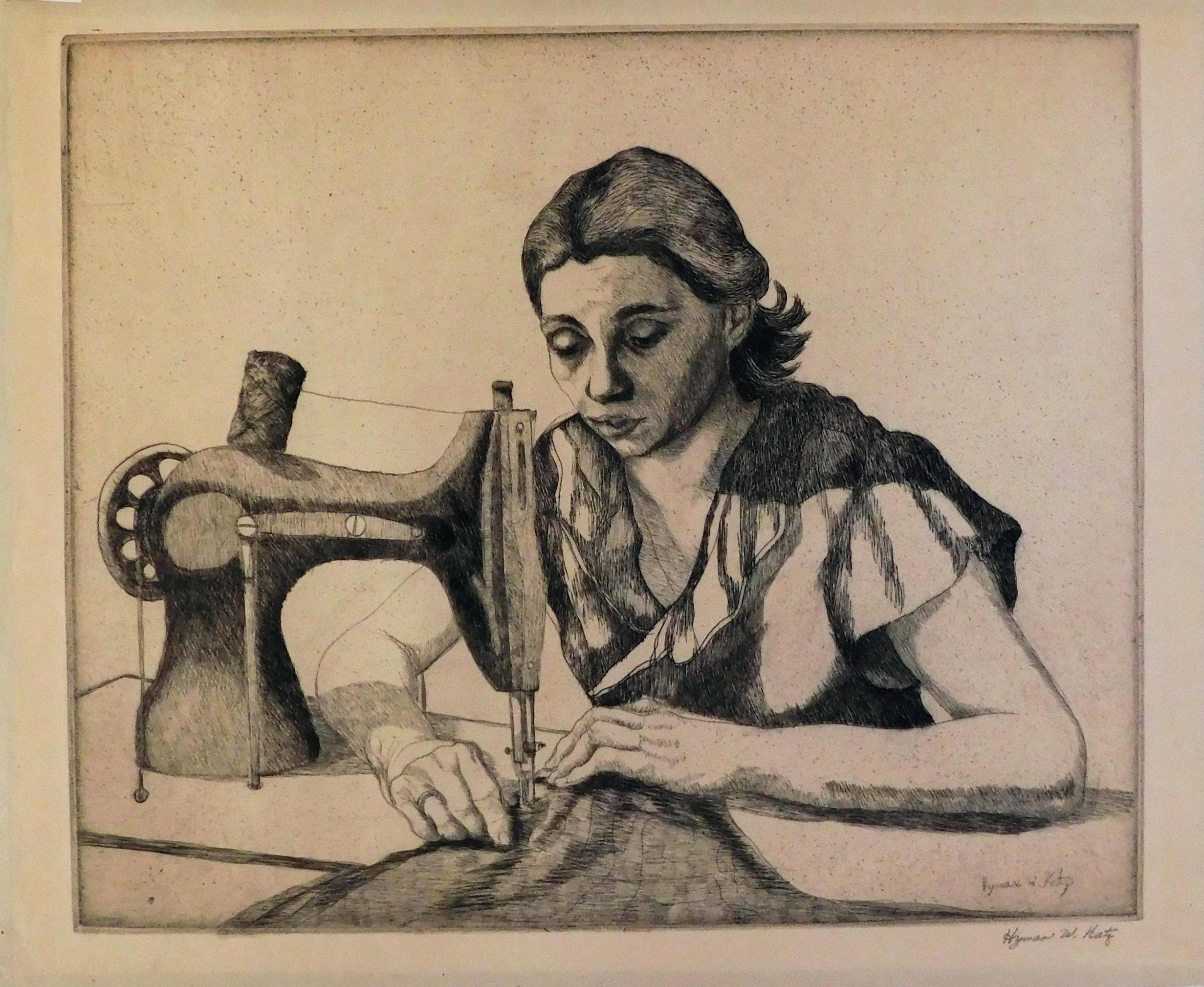 Hyman Katz Original Etching “The Seamstress”