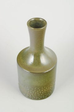 Hyonsun Rhee, Upsala Ekeby. Ceramic vase with green glaze and relief decoration.