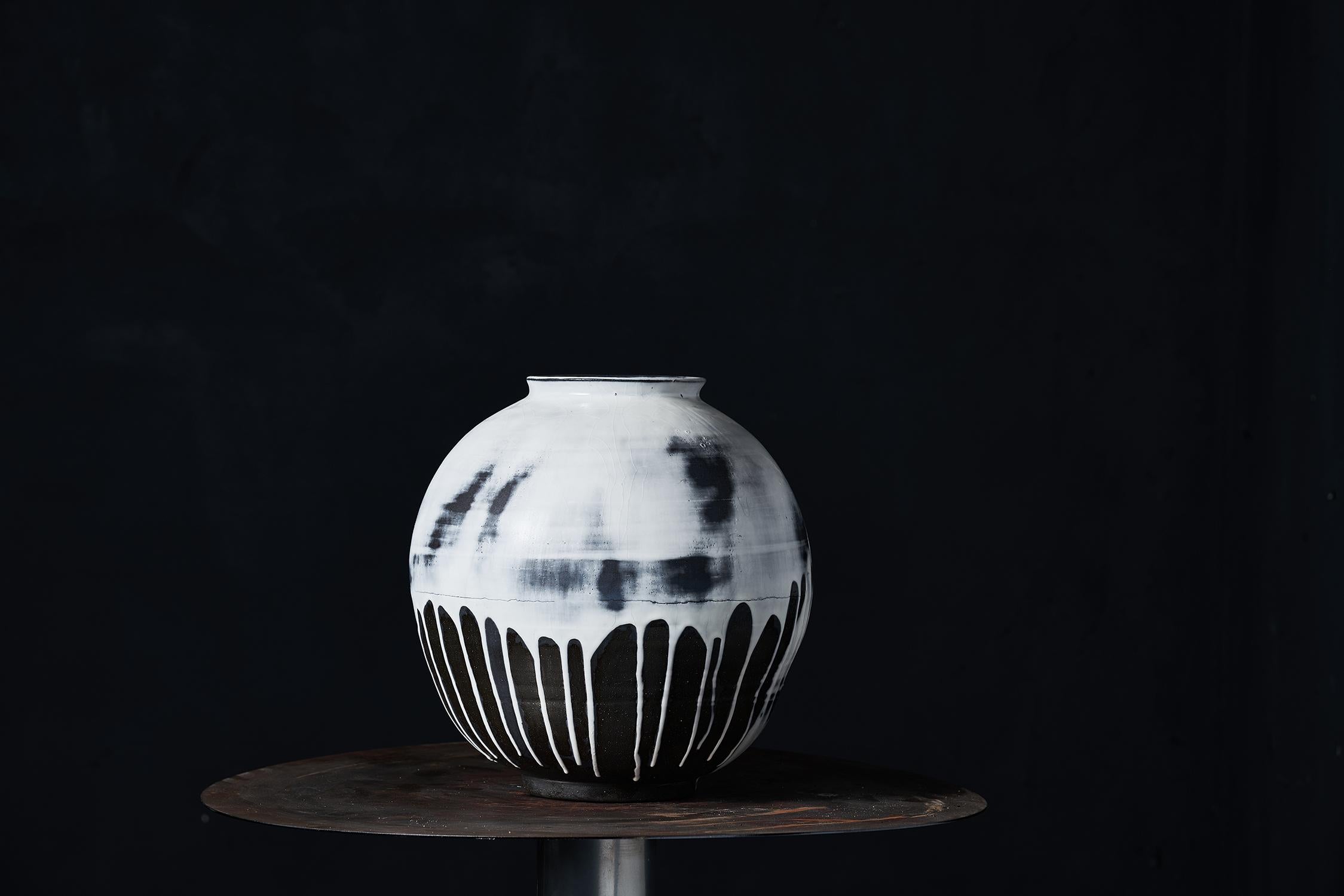 Hyosun Kim Abstract Sculpture - Monochromatic Landscape Moon Jar II