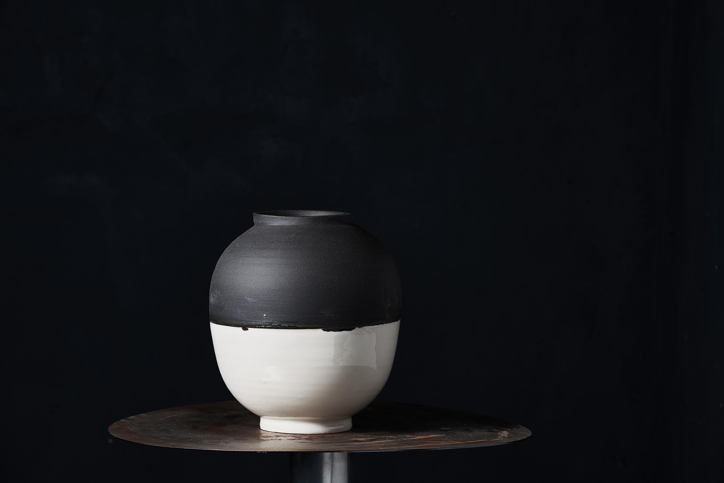 Hyosun Kim Abstract Sculpture - Monochromatic Moon Jar I