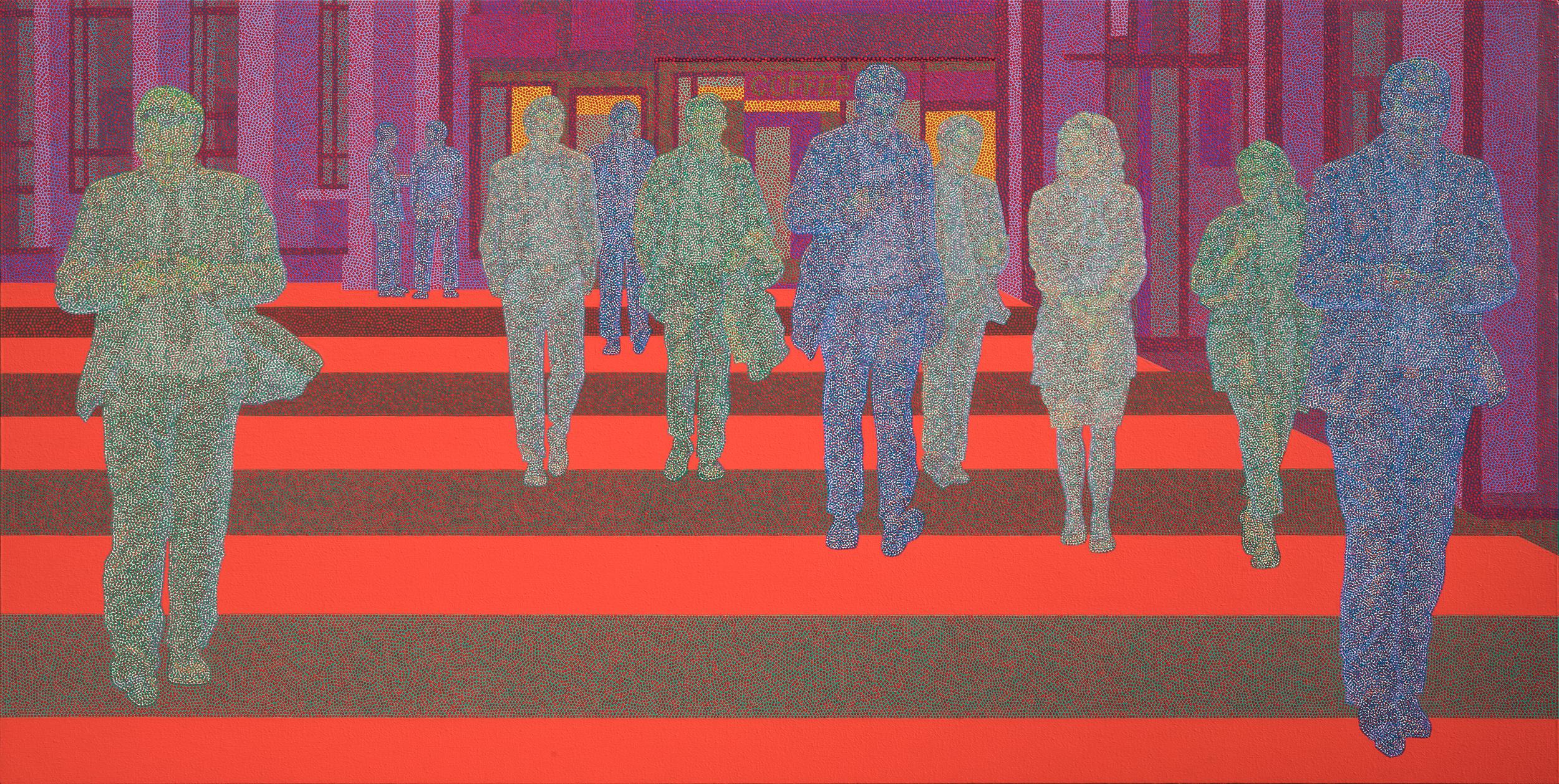 Figurative Painting de Hyoungseok Kim - Fantasma en la ciudad - Hora de comer, Pintura original