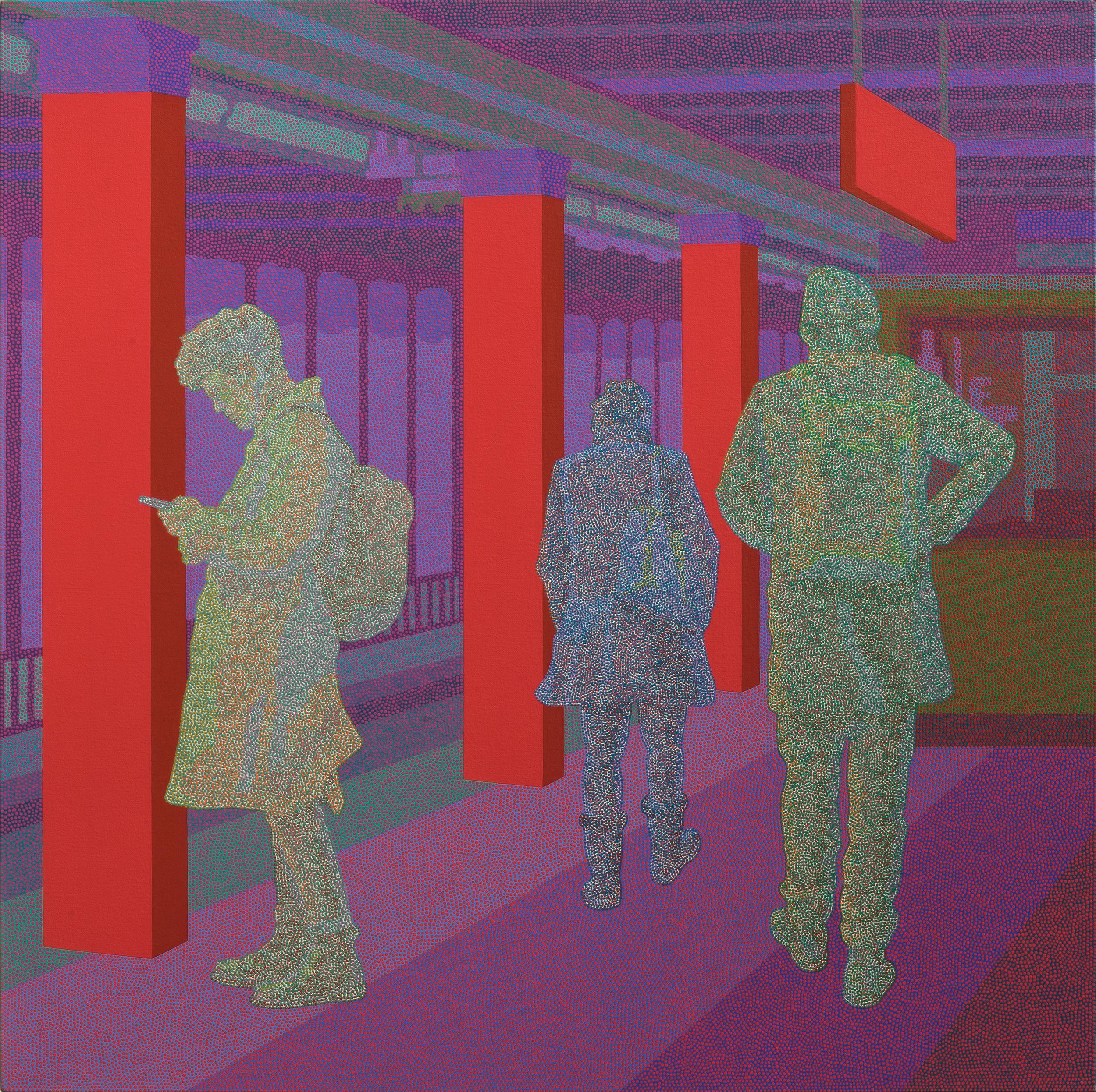 Hyoungseok Kim Figurative Painting - Ghost in the City - Subway, Original Painting