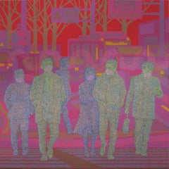 Used Ghost in the City a Crosswalk, Original Painting