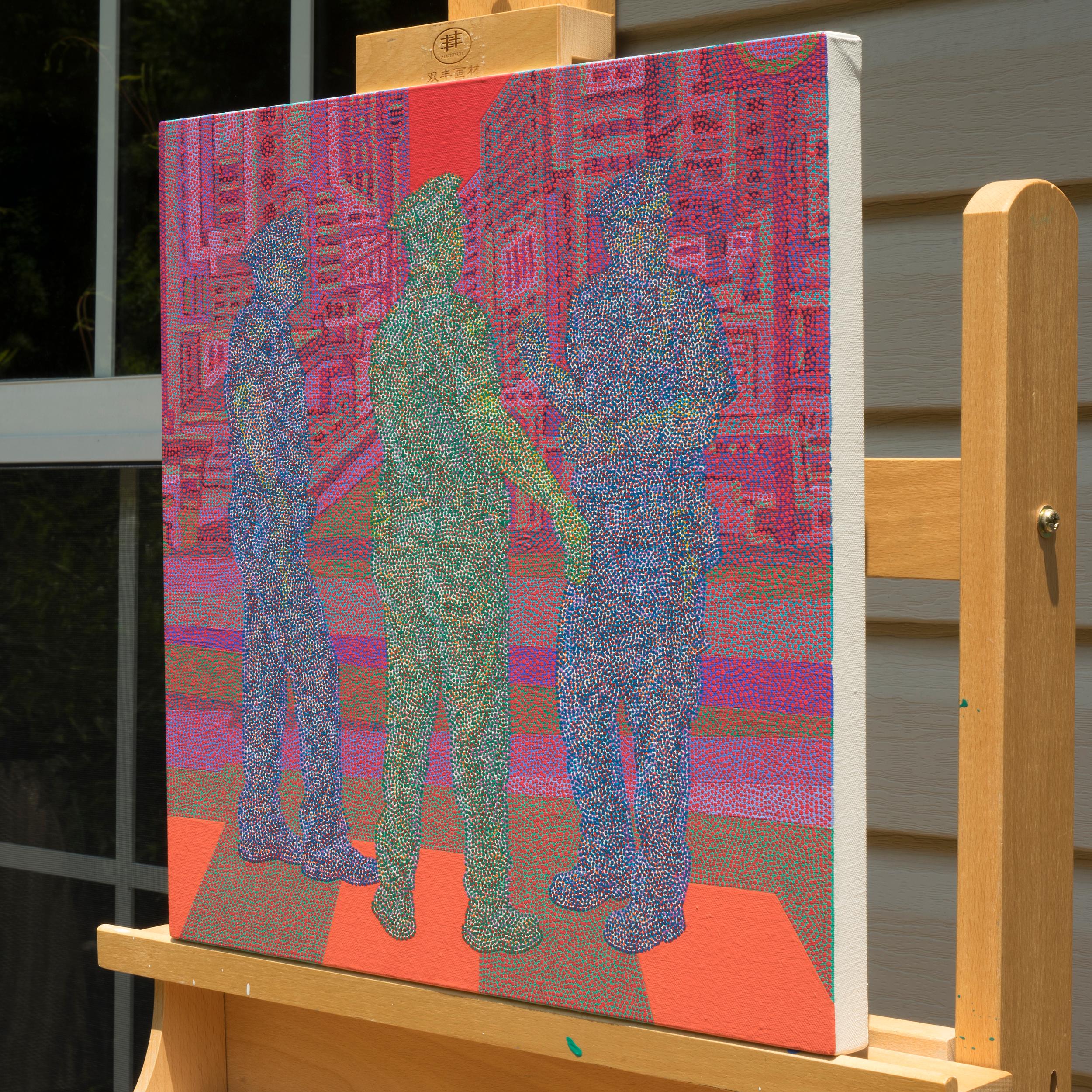 <p>Artist Comments<br>Artist Hyoungseok Kim paints three police officers on the street in New York City with his signature style of pointillism. He emphasizes the material and scientific features of nature by expressing the flow of dots or
