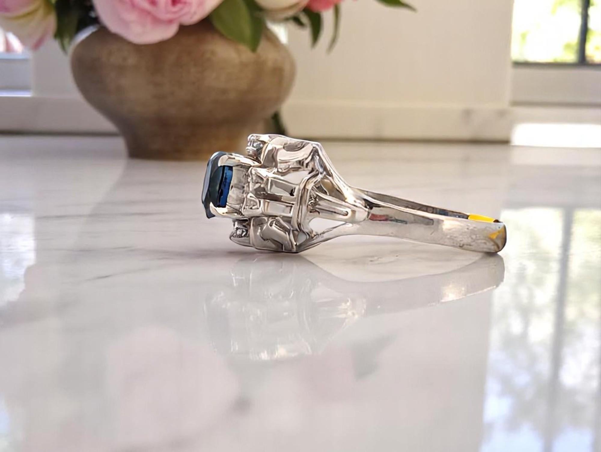 Oval Cut Hypatia Sapphire Ring, Platinum with 0.69ct Natural Oval Sapphire Elegant Ring For Sale