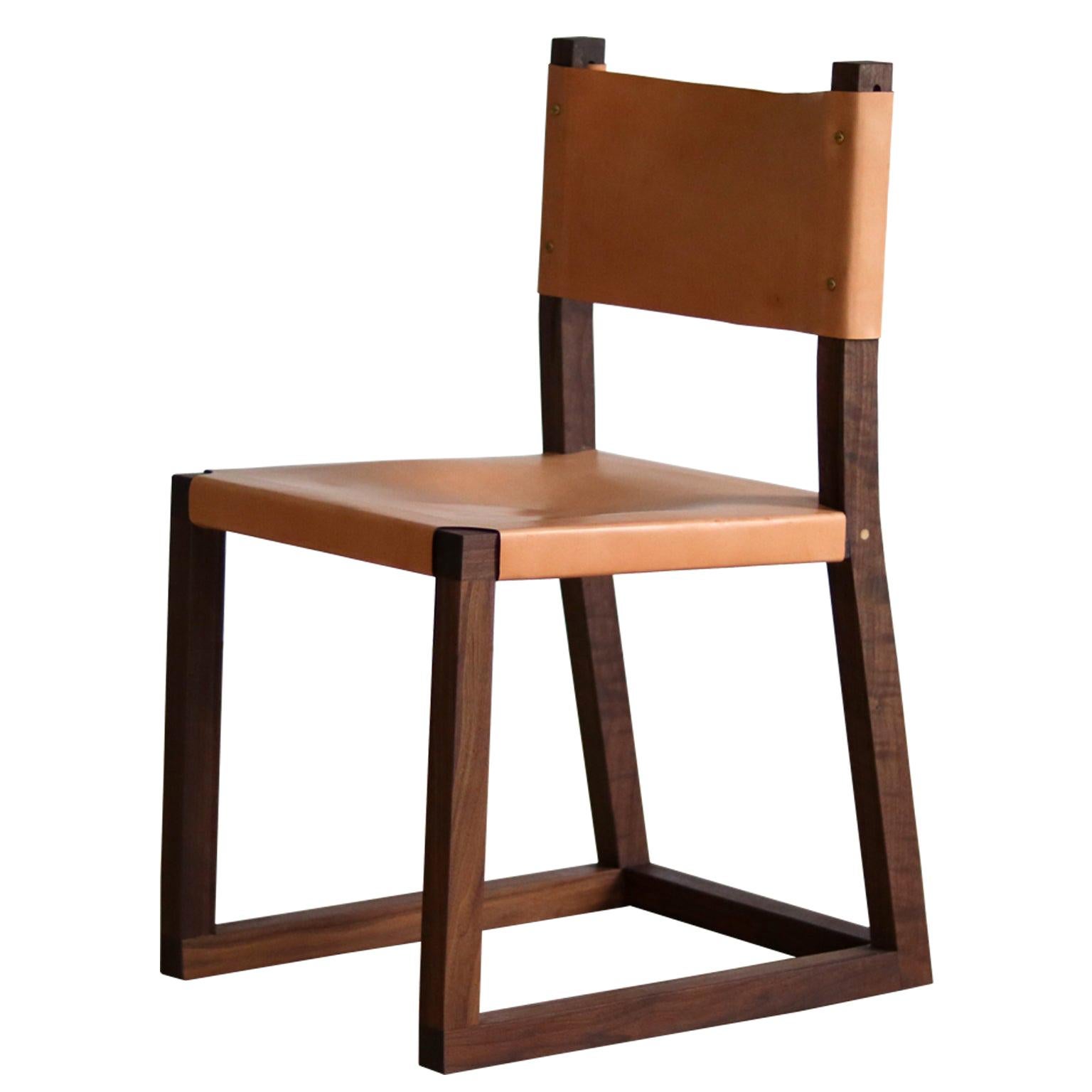 Hypatia Side Chair With Unglazed Leather Seat And Back On Walnut Frame