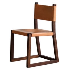 Hypatia Side Chair With Unglazed Leather Seat And Back On Walnut Frame