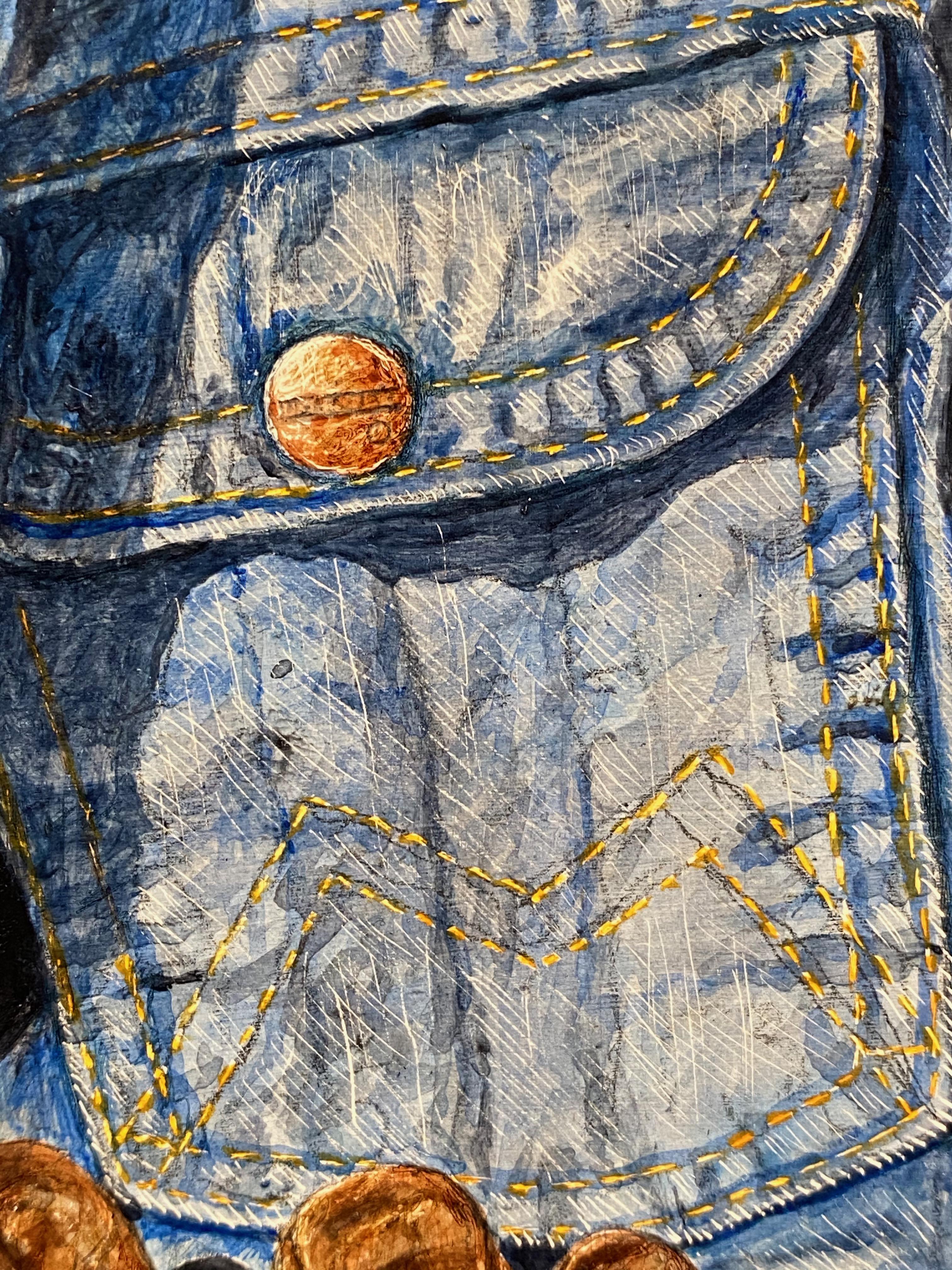 Hyper Realist Denim Jacket Painting by Armand LaMontagne, 1981 4