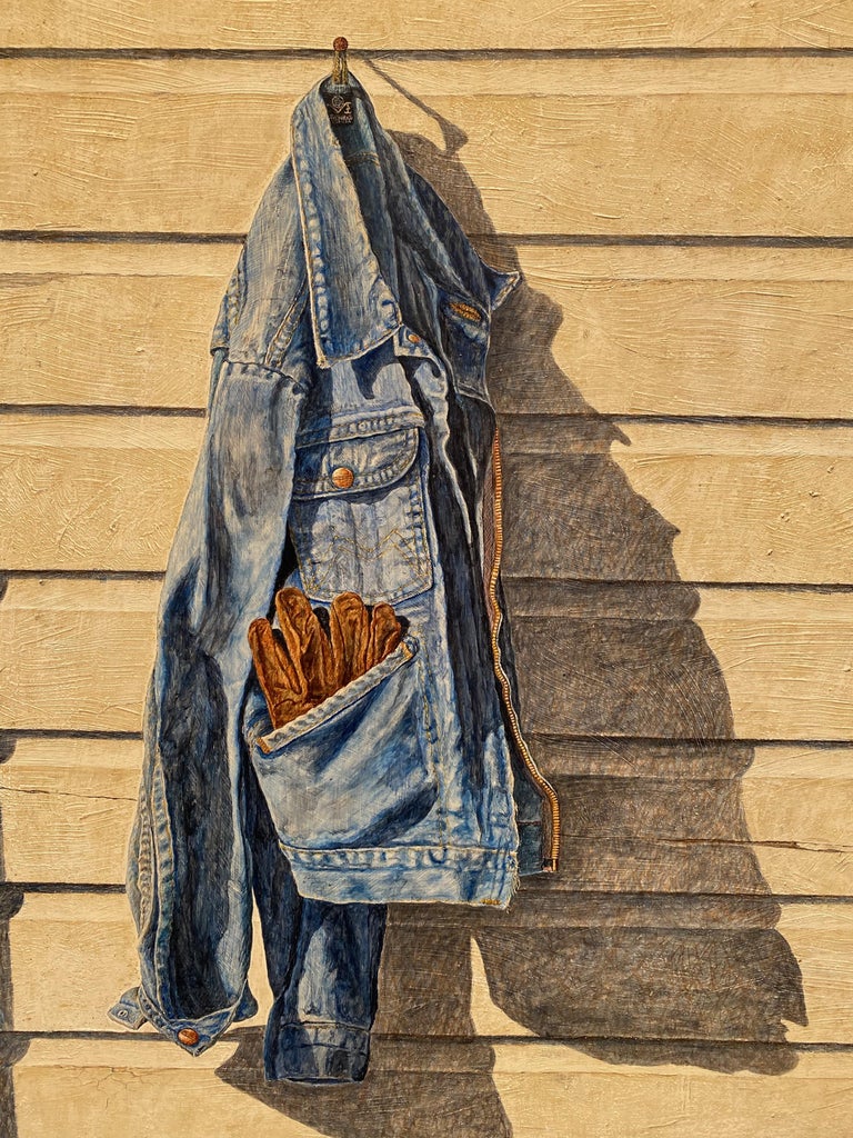 Hyper Realist Denim Jacket Painting by Armand LaMontagne, 1981 For Sale