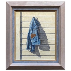 Vintage Hyper Realist Denim Jacket Painting by Armand LaMontagne, 1981