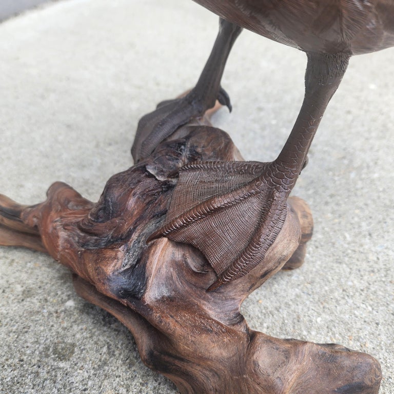 Hyper Realistic Wooden Duck Carving Signed ELF For Sale 1
