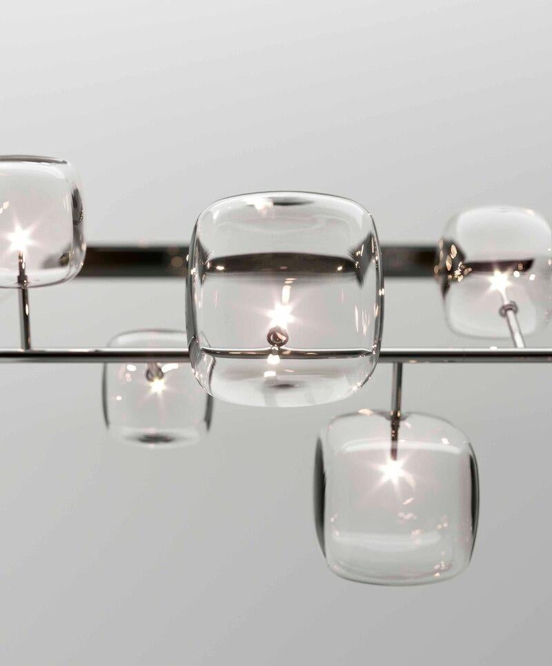 Italian Hyperion Glass & Metal Hanging Lamp, Designed by Massimo Castagna, Made in Italy For Sale