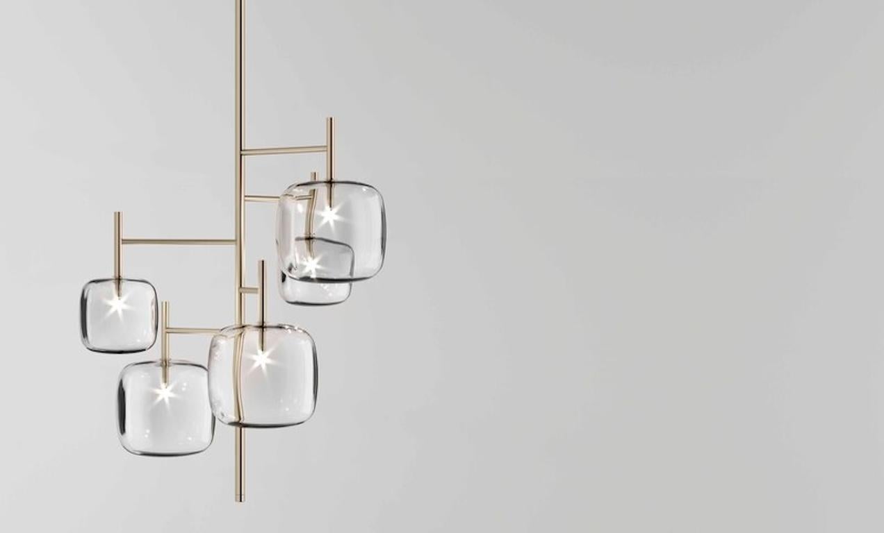 XXI secolo e contemporaneo Lampada a sospensione Hyperion in vetro e metallo, disegnata da Massimo Castagna, Made in Italy in vendita