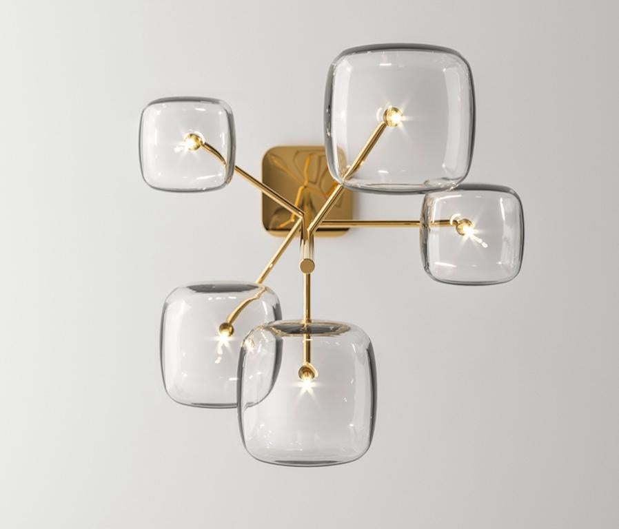Hyperion Glass & Metal Hanging Lamp, Designed by Massimo Castagna, Made in Italy For Sale 2