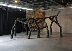 Hyphae Branch-Like Structure Black Basalt Sculpture by Andres Monnier