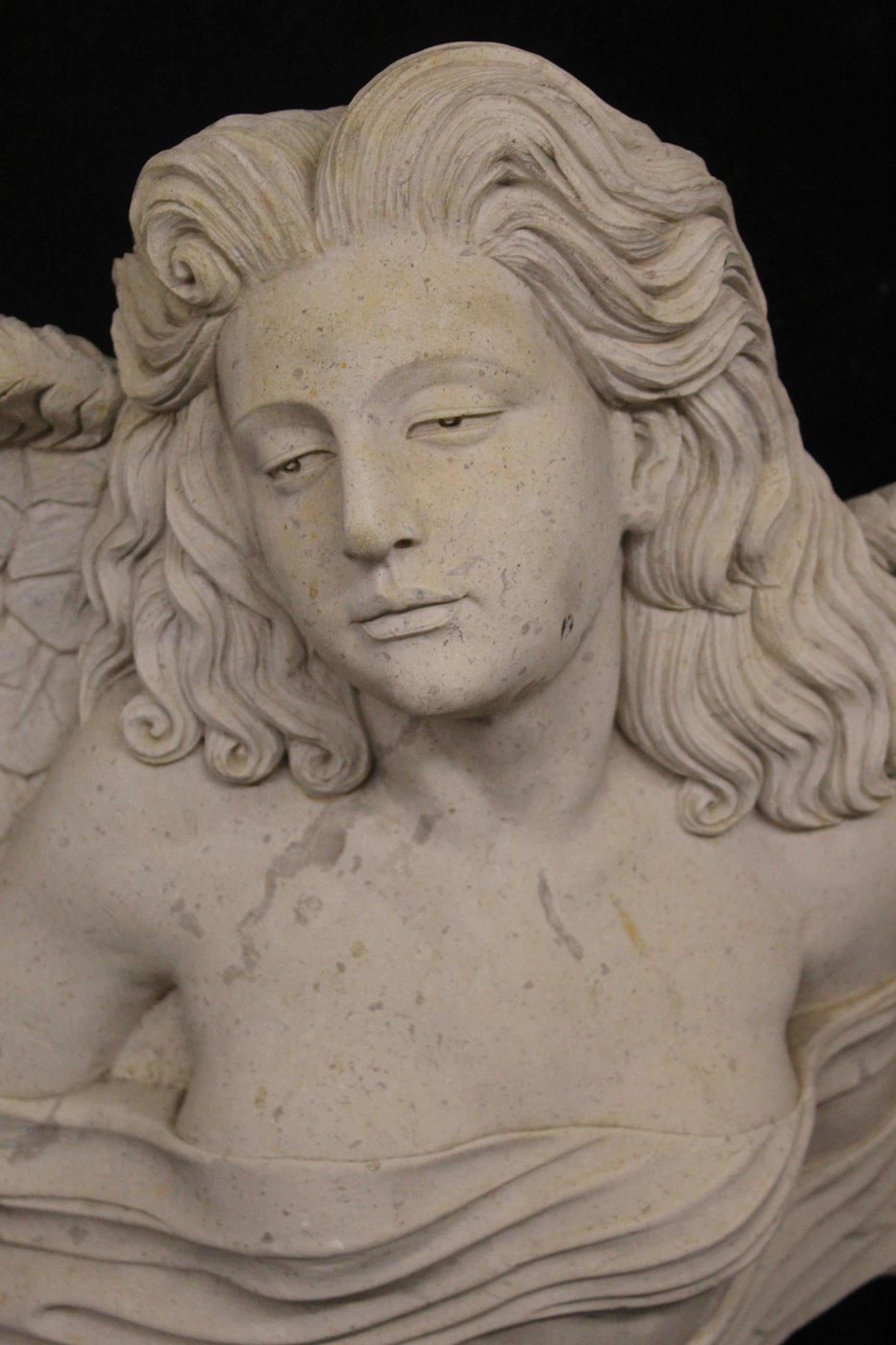 Mid 20th Century Hypnose Figurative Woman Angel Sculpture White Marble For Sale 1