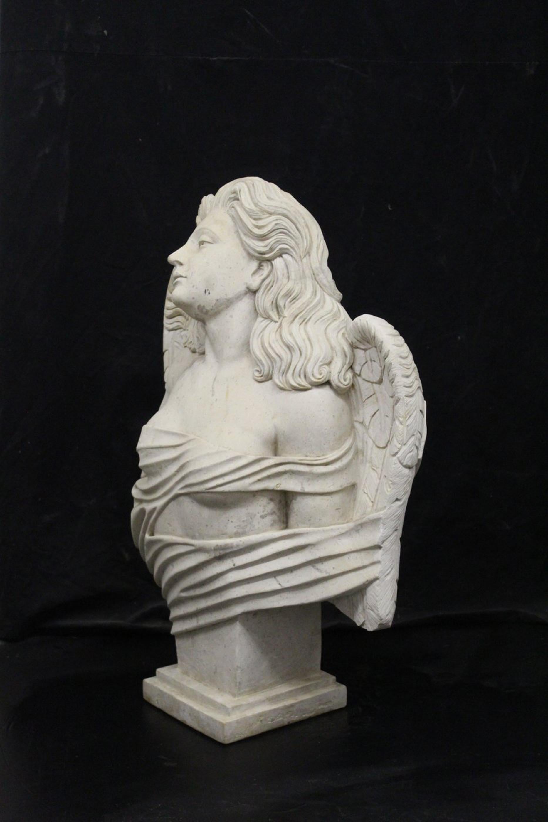 Mid 20th Century Hypnose Figurative Woman Angel Sculpture White Marble For Sale 2