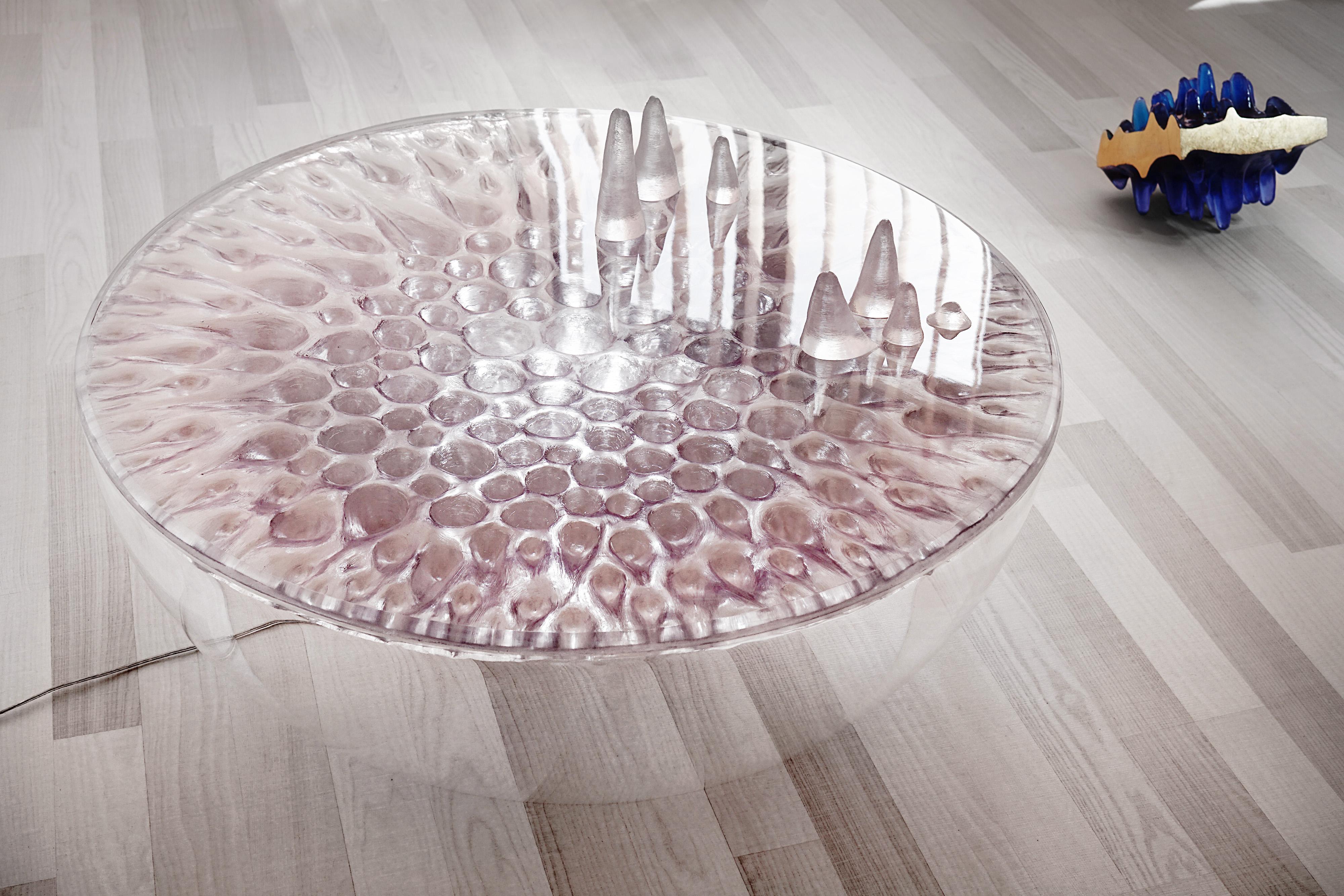 Modern Hypnosis Coffee Table by Eduard Locota, illuminated Acrylic Glass / Resin design