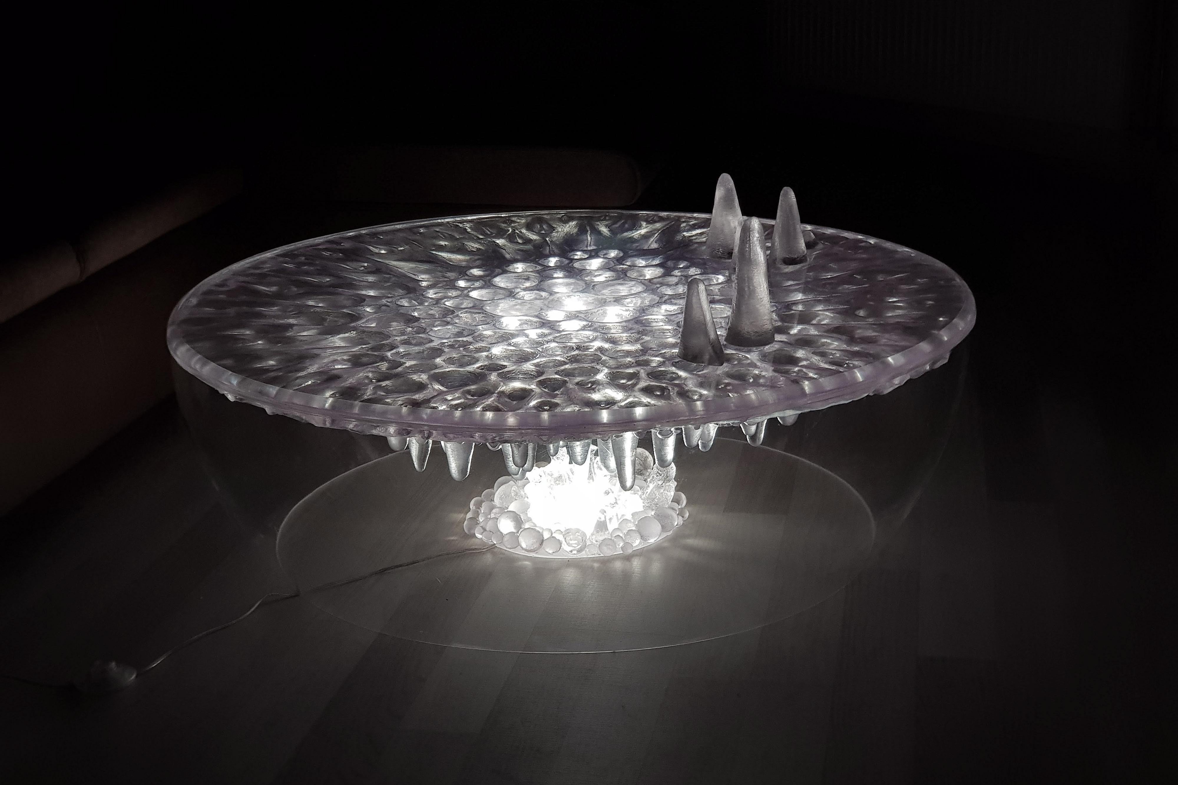 Balkan Hypnosis Coffee Table by Eduard Locota, illuminated Acrylic Glass / Resin design