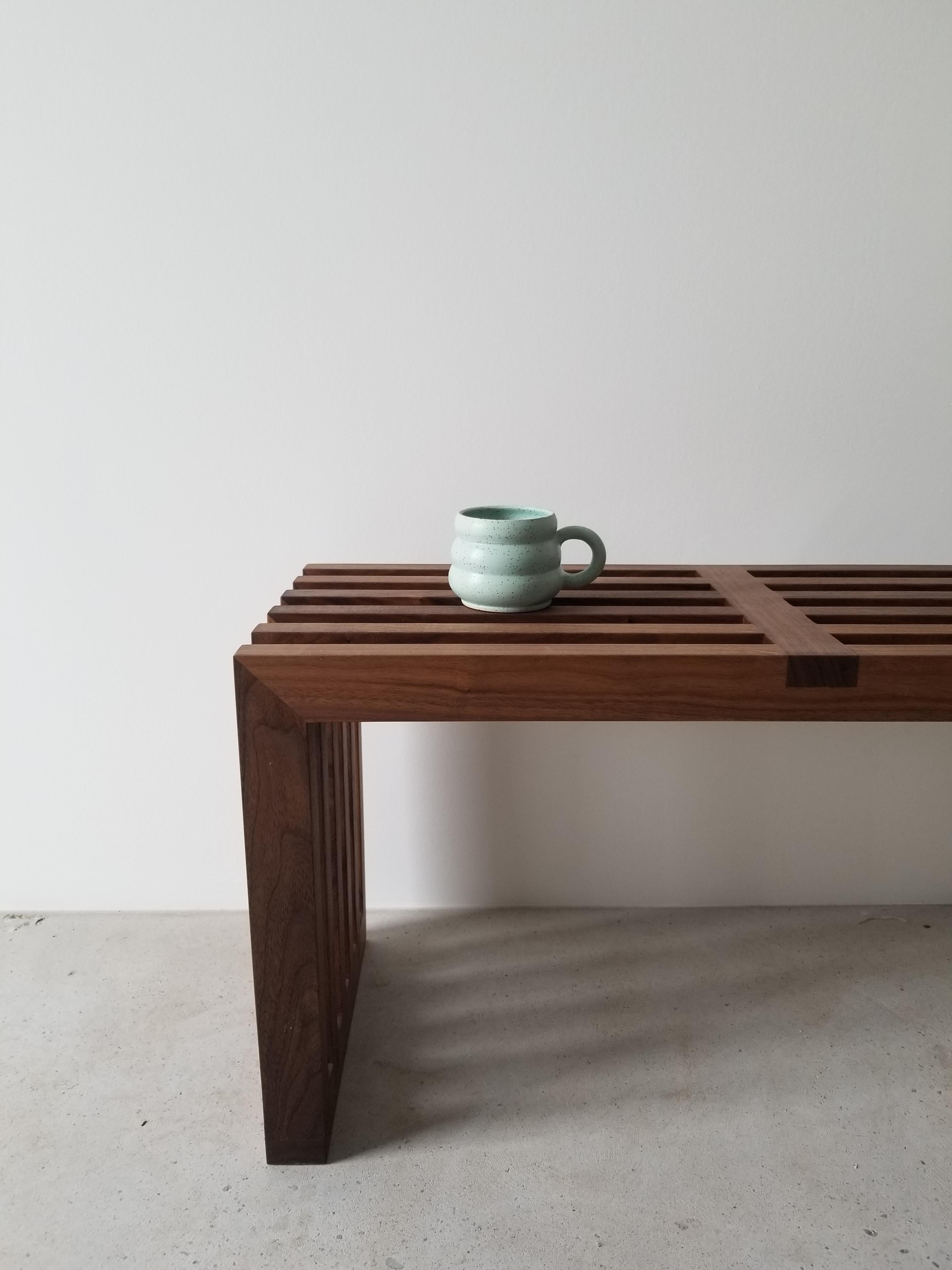 Modern Hypnotizm Solid Hardwood Slatted Bench by Izm Design For Sale