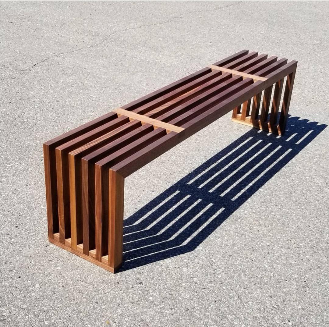Hand-Crafted Hypnotizm Solid Hardwood Slatted Bench by Izm Design For Sale