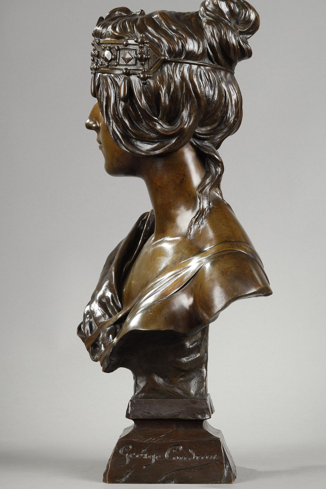 Patinated Hypoaiade Bronze Bust, Signed Georges Coudray