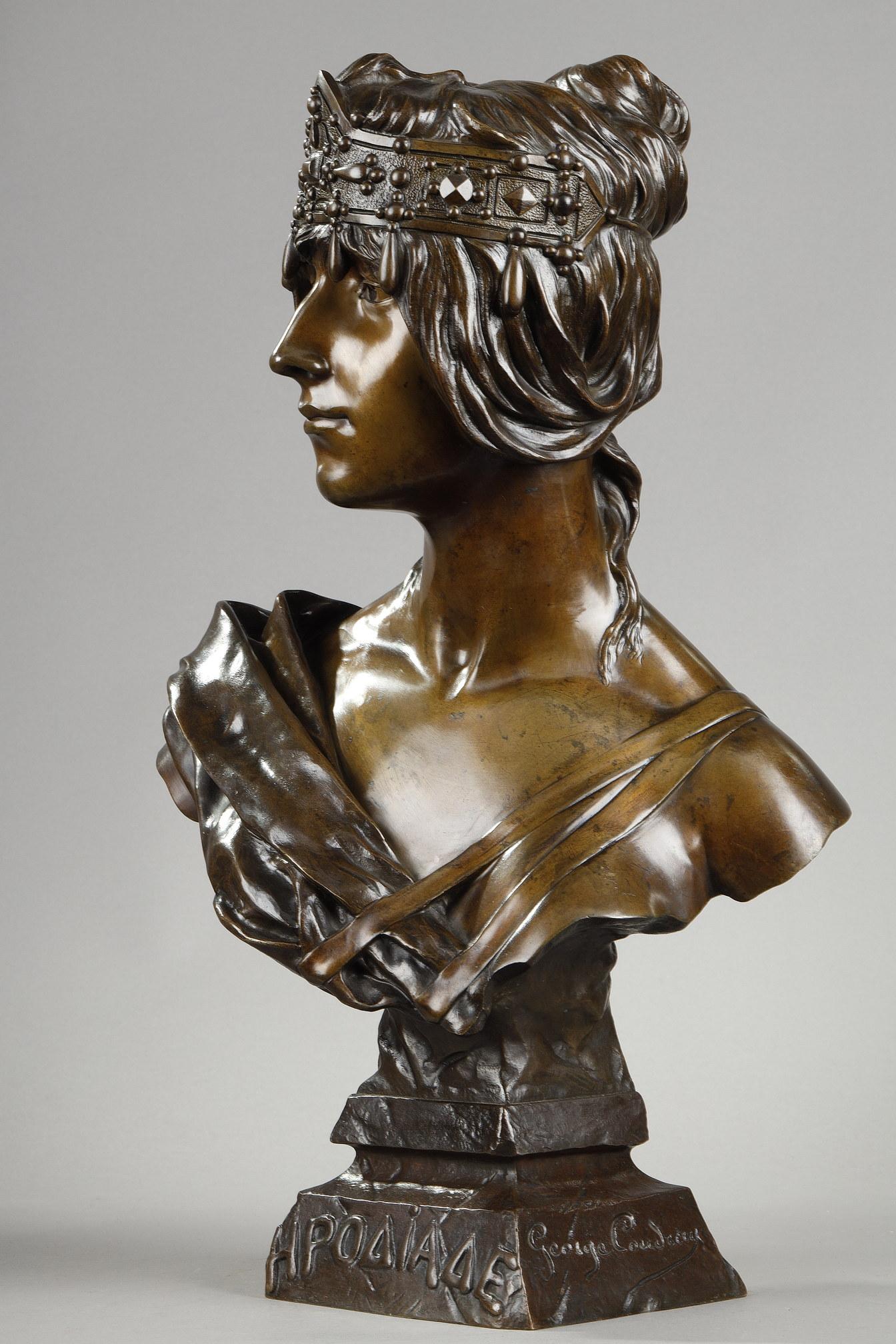 Hypoaiade Bronze Bust, Signed Georges Coudray In Good Condition In Paris, FR