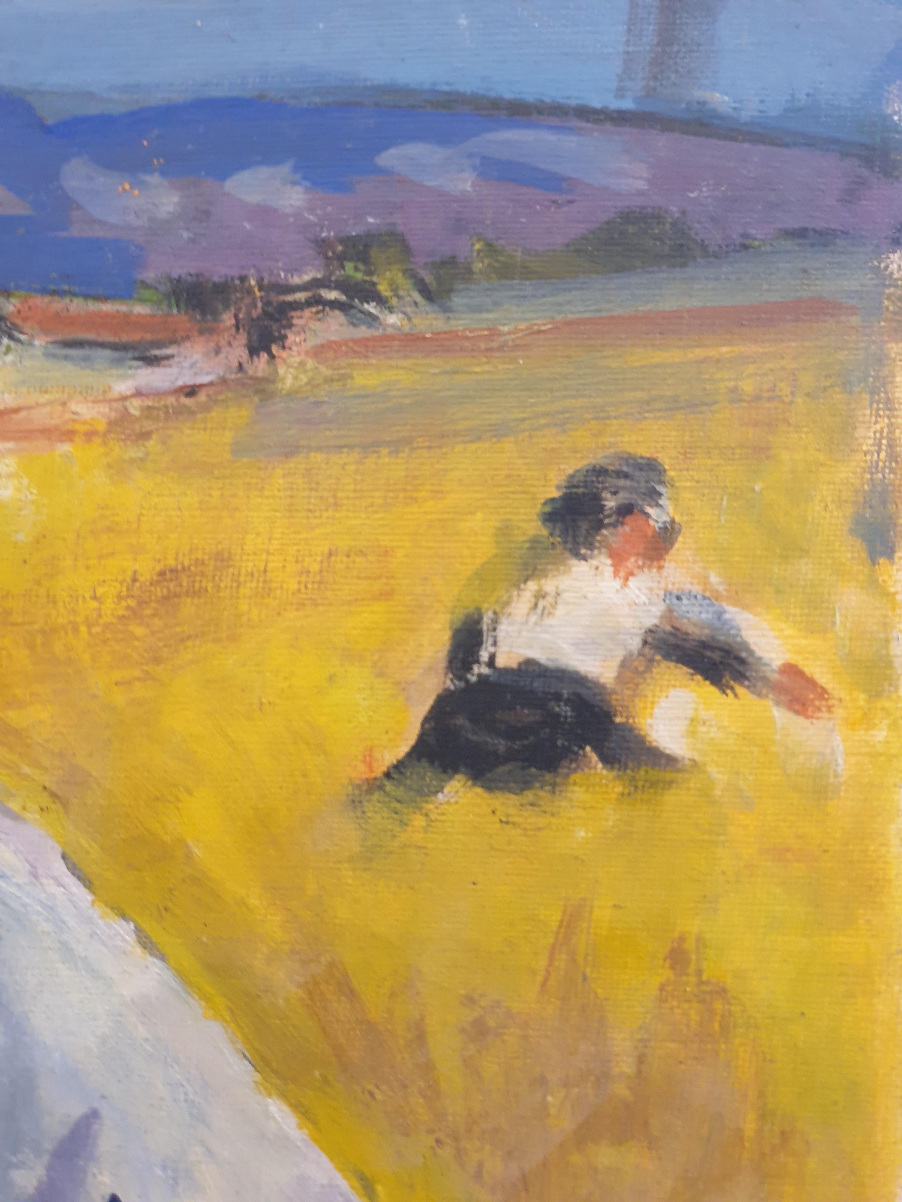 Le Faucheur, Bringing in the Harvest. French Fauvist Mid-Century Oil on Board. For Sale 4