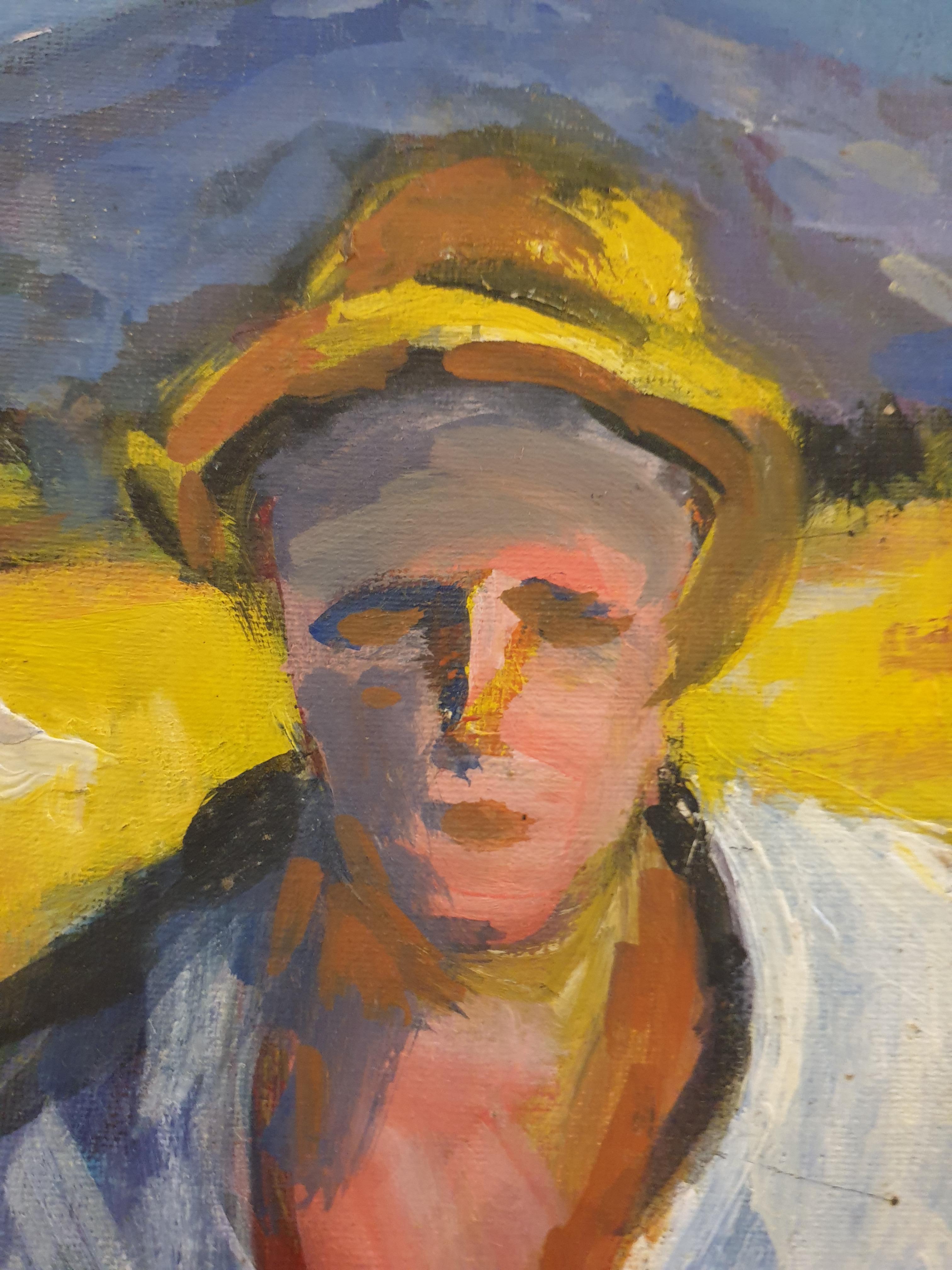 Le Faucheur, Bringing in the Harvest. French Fauvist Mid-Century Oil on Board. For Sale 6