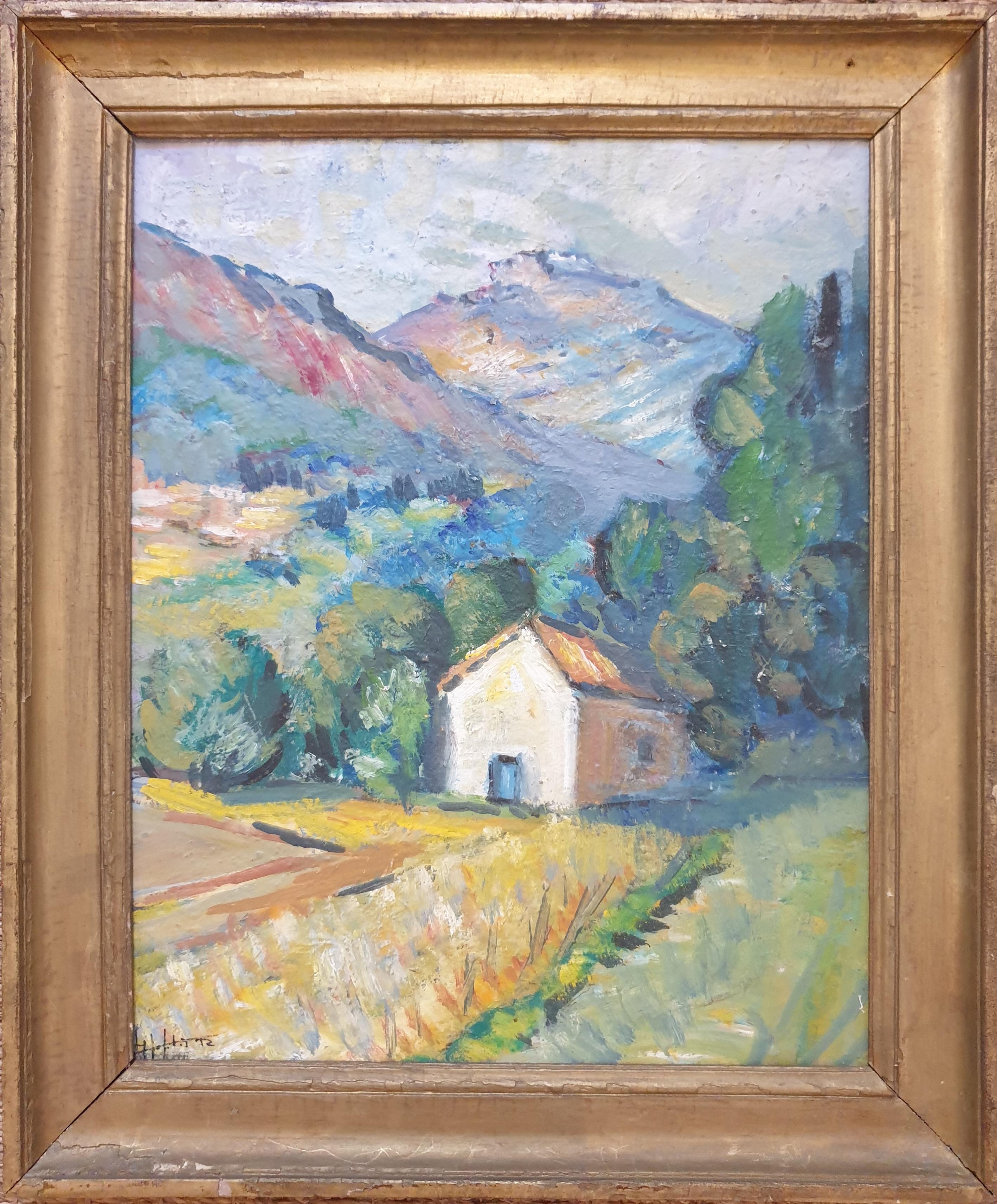 Hyppolite Roger Landscape Painting - Mid-century Fauvist Landscape in the South of France. 