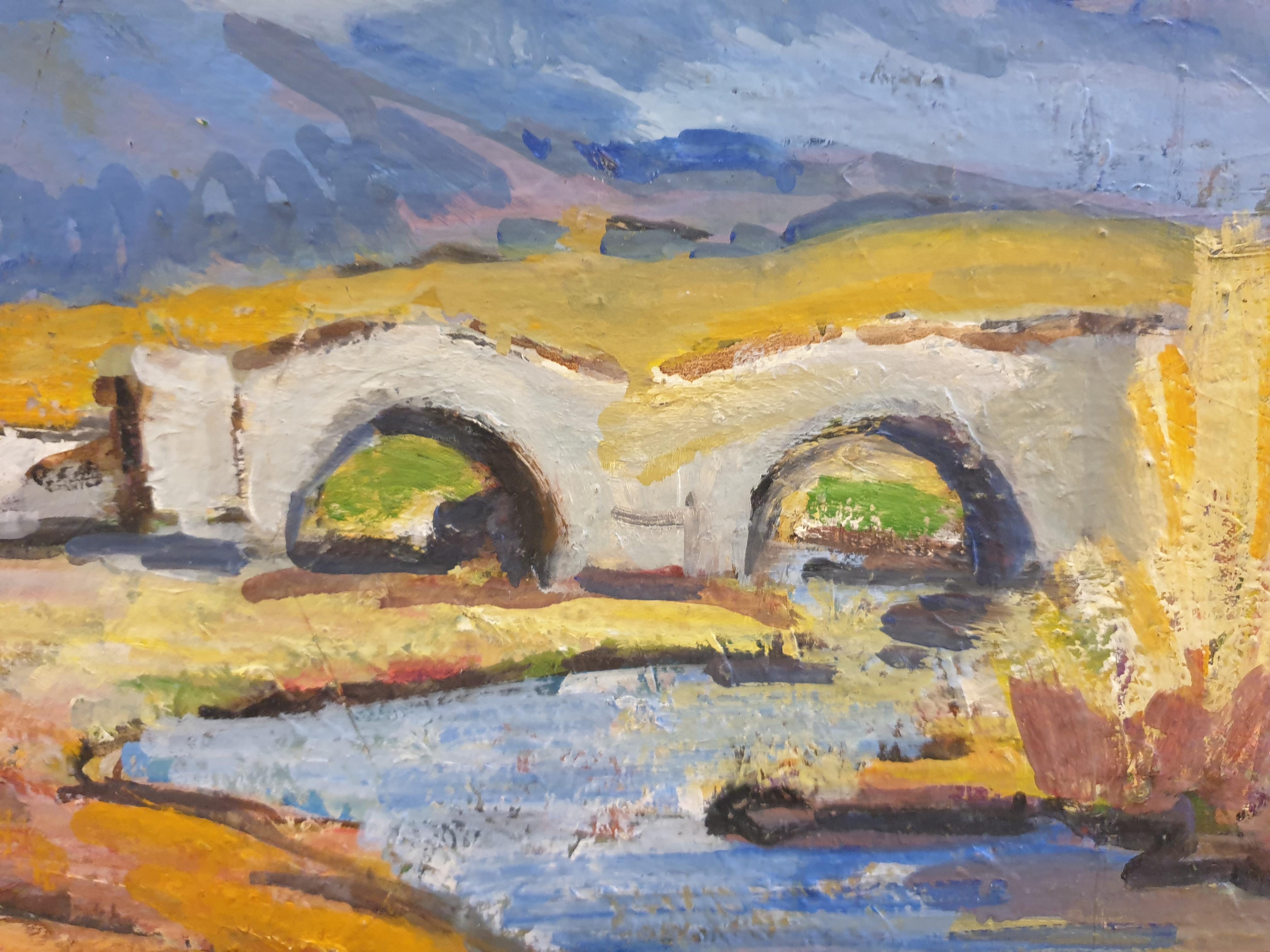 Paesaggio provenzale fauvista di metà secolo. Olio su tavola. in vendita 2