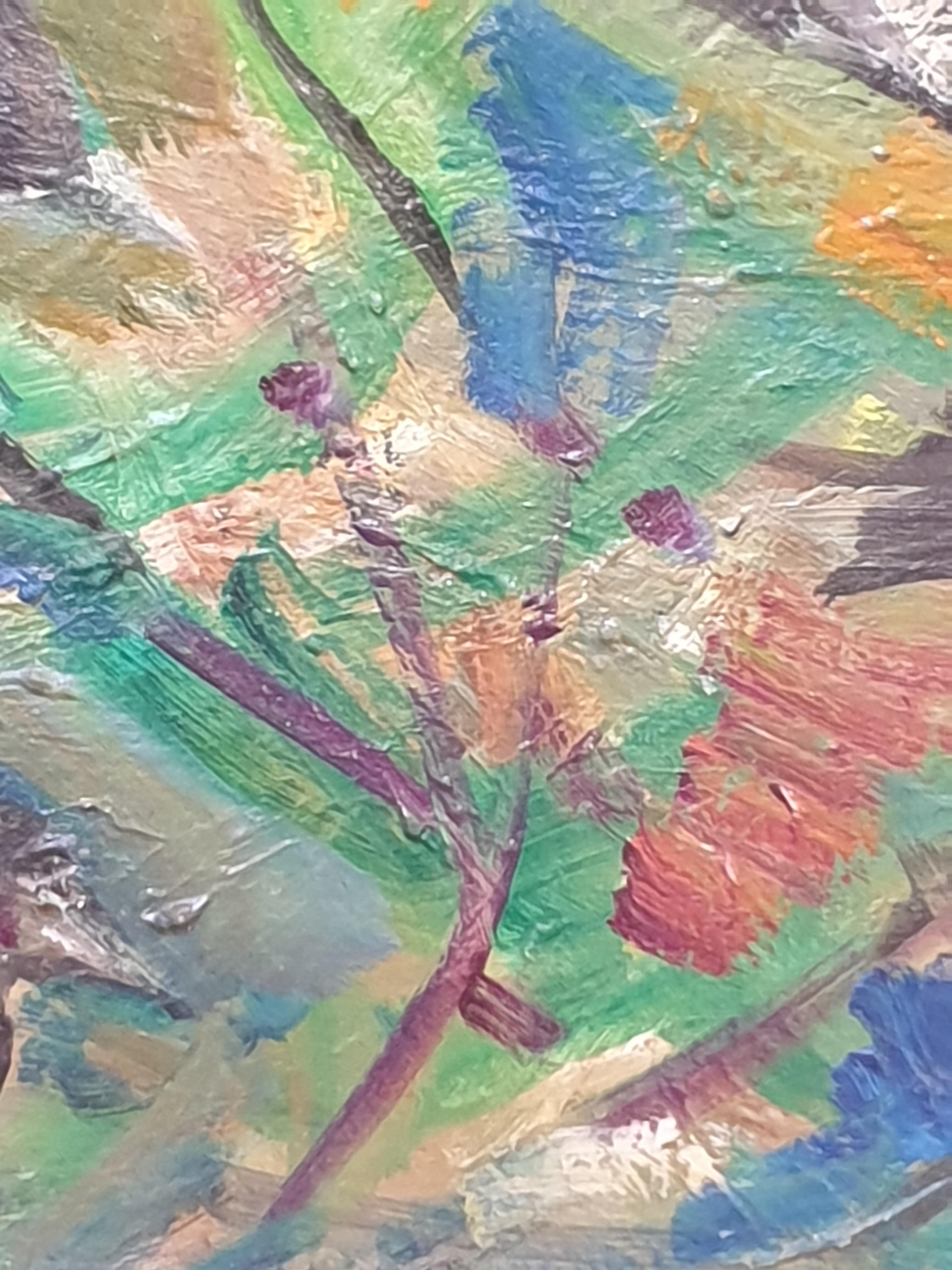 Huile sur toile française du milieu du siècle, Oiseaux en vol - Gris Animal Painting par Hyppolite Roger