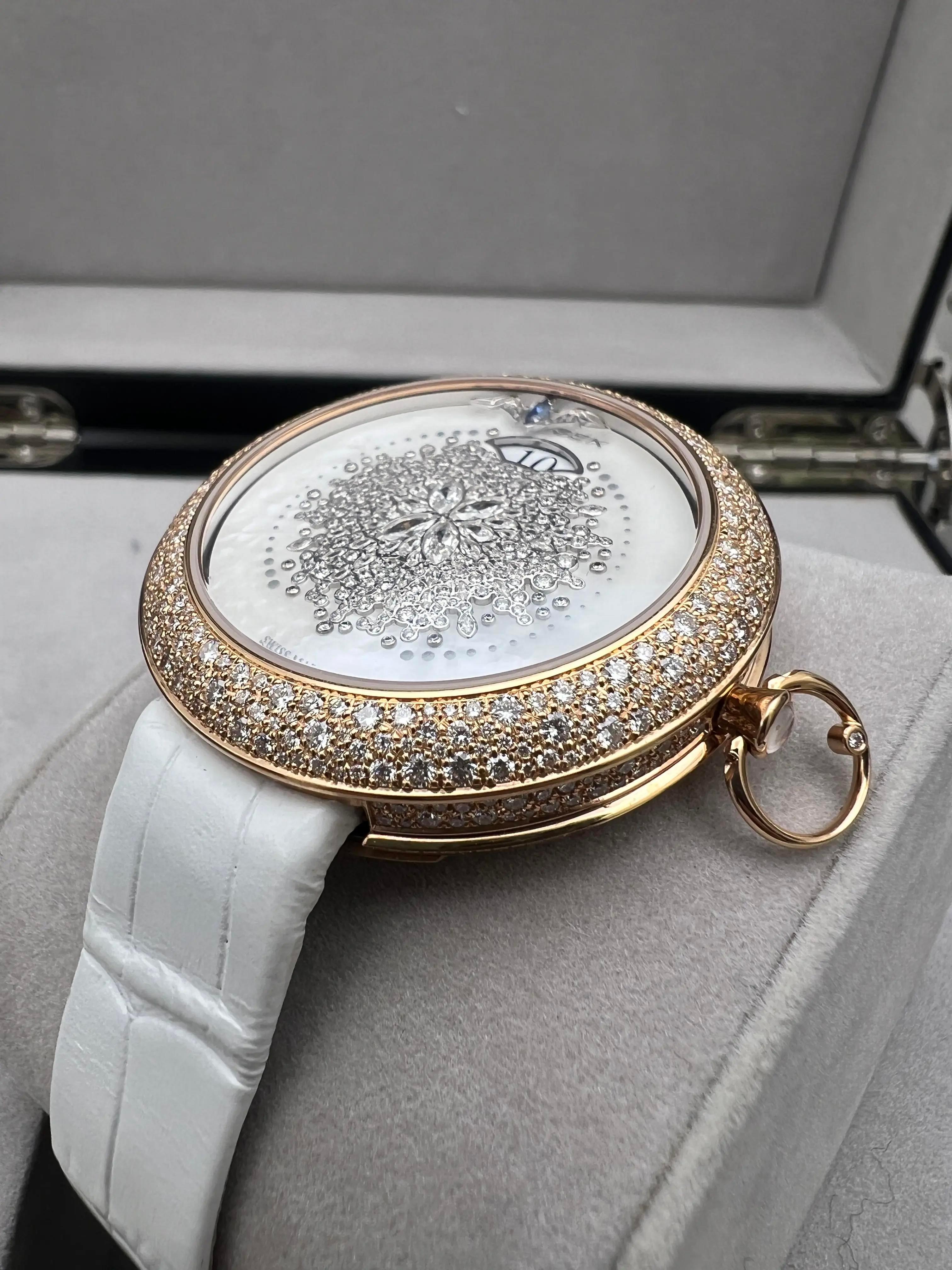 Hysek Kalysta Exotic Tale Jump Hour KA3926R95 18K Rose Gold MOP Full Diamond B&P For Sale 10