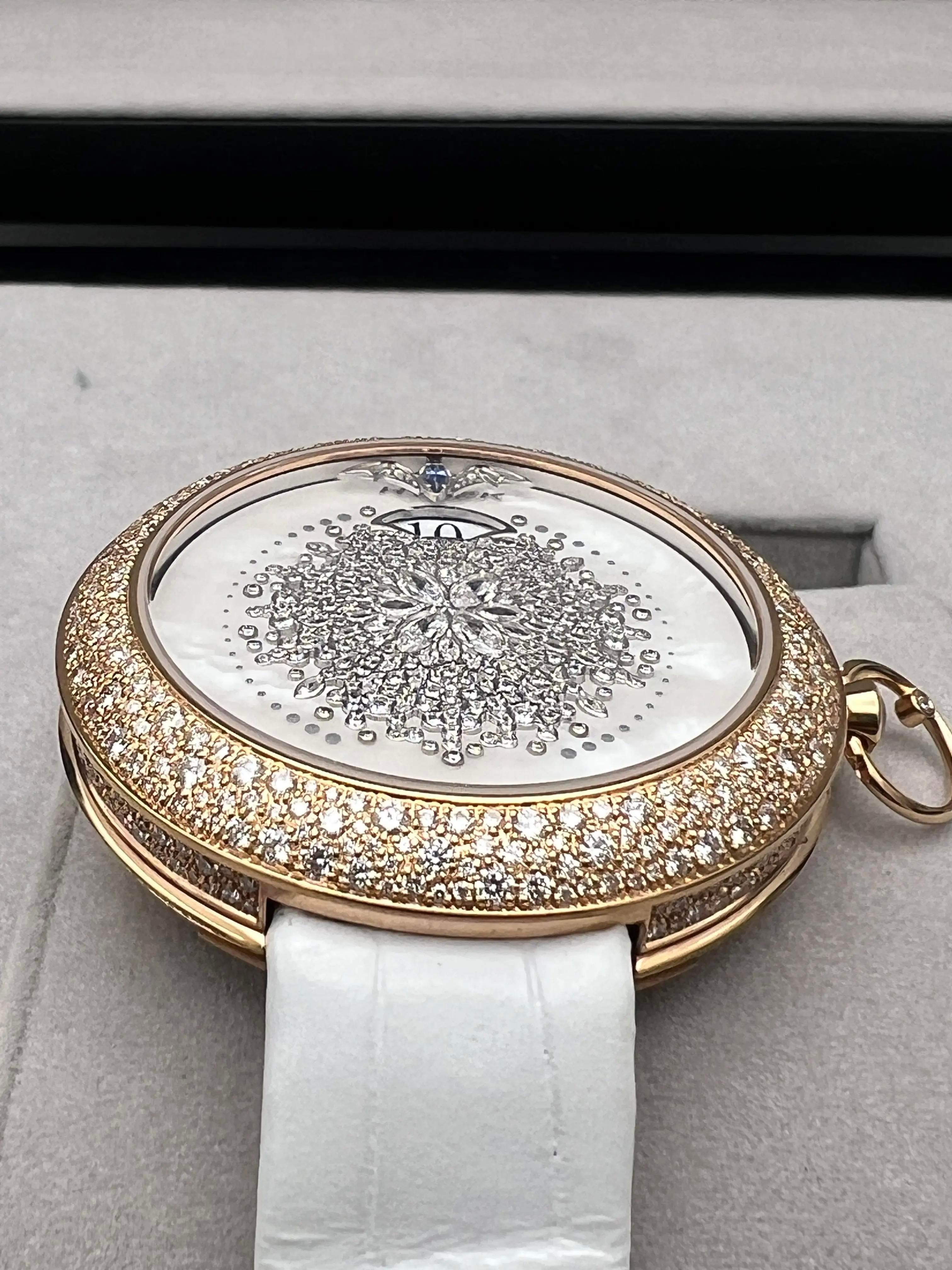Hysek Kalysta Exotic Tale Jump Hour KA3926R95 18K Rose Gold MOP Full Diamond B&P For Sale 3