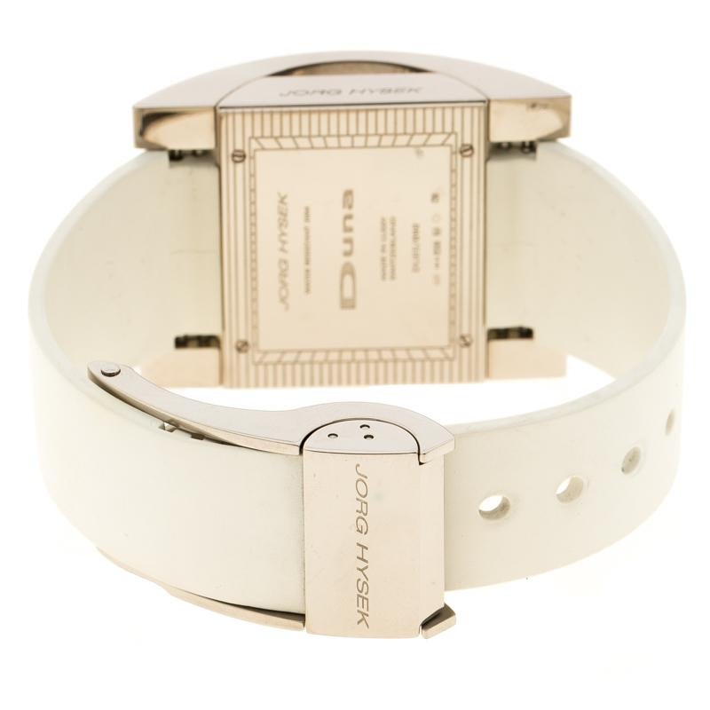 Hysek Mother of Pearl White Gold Diamond Rectangular Women's Wristwatch 36 mm In Good Condition In Dubai, Al Qouz 2