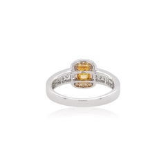 GIA Certified Yellow Diamond White Diamond Platinum Engagement Ring