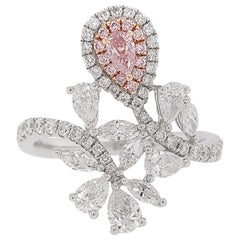 HYT GIA Certified Fancy Purplish Pink Diamond and White Diamond Cocktail Ring