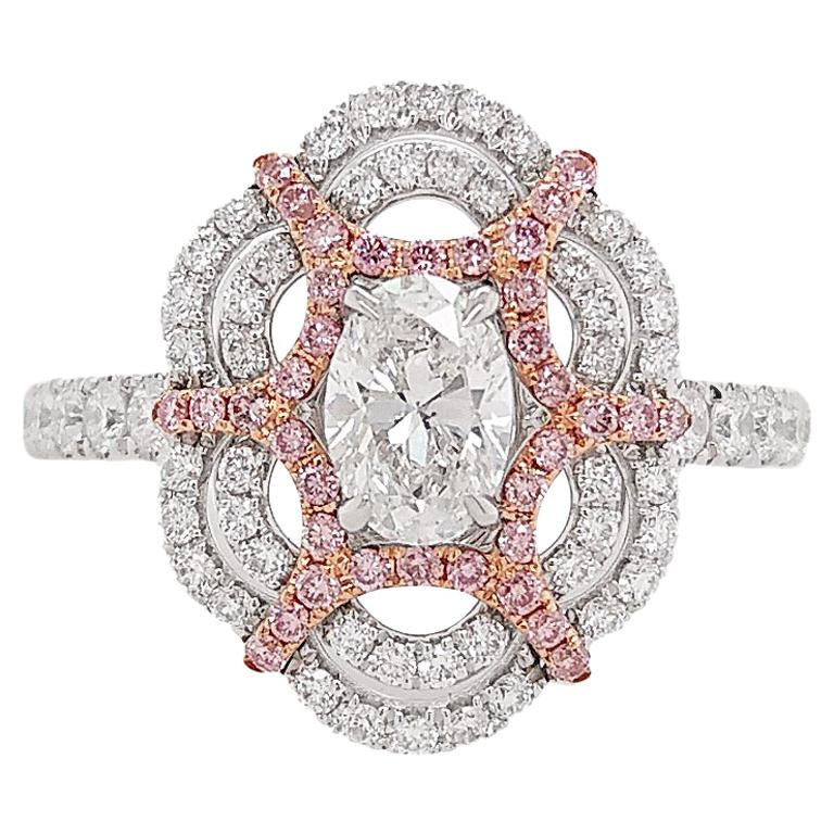 GIA Certified White Diamond and Argyle Pink Diamond in Platinum Cocktail Ring
