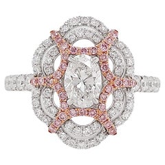 GIA Certified White Diamond and Argyle Pink Diamond in Platinum Cocktail Ring