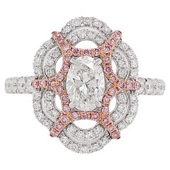 GIA Certified White Diamond and Argyle Pink Diamond in Platinum Cocktail Ring