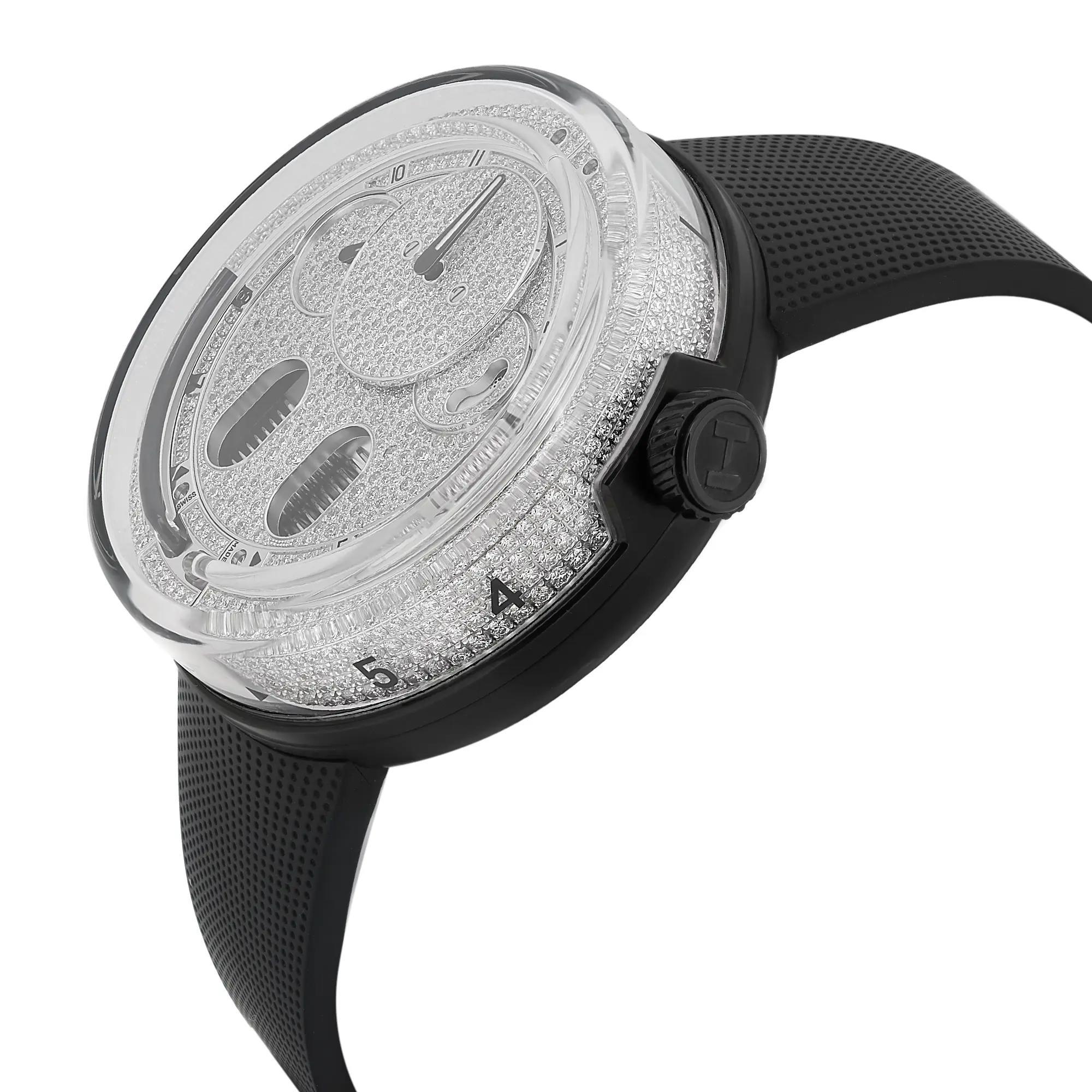 HYT H0 Diamond Black PVD Stainless Steel Diamond Dial Watch H01938-A In New Condition In New York, NY