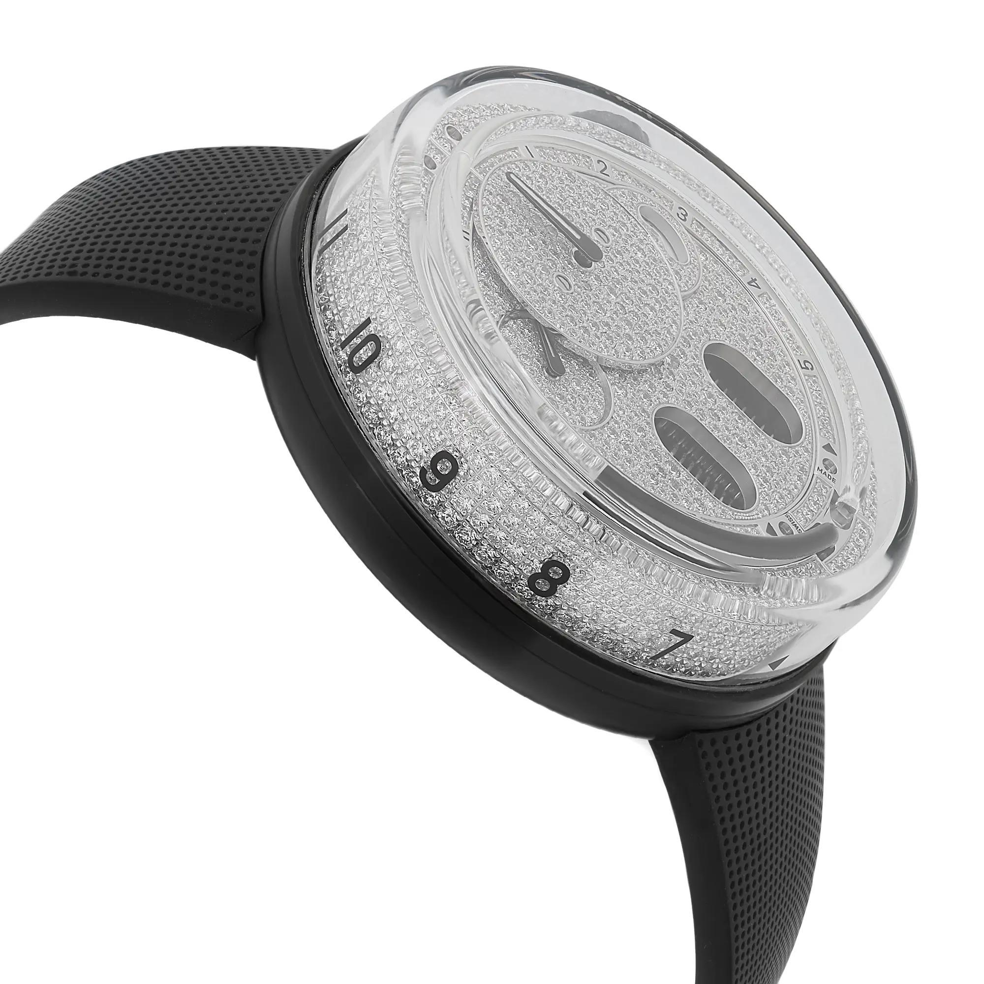 Men's HYT H0 Diamond Black PVD Stainless Steel Diamond Dial Watch H01938-A