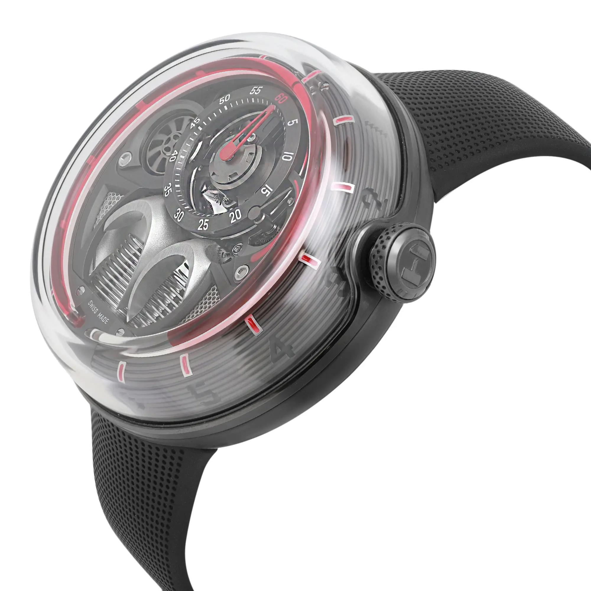 HYT H1.0 48.8mm Steel Gray Skeleton Dial Manual Winding Men Watch H02022-A In condizioni Nuovo in vendita a New York, NY