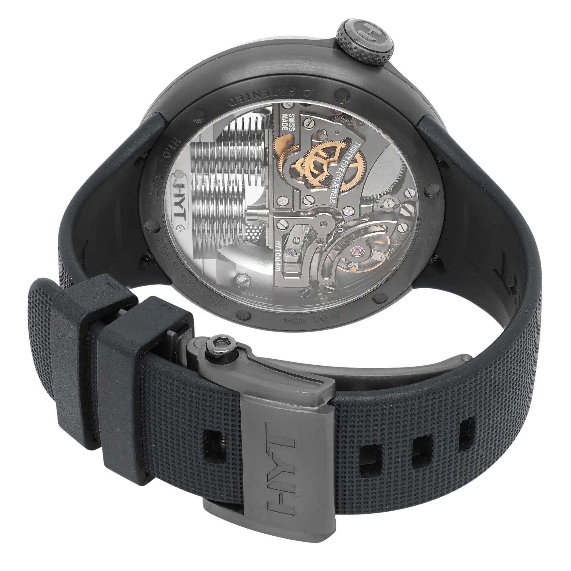 HYT H1.0 48.8mm Steel Gray Skeleton Dial Manual Winding Men Watch H02022-A in vendita 1