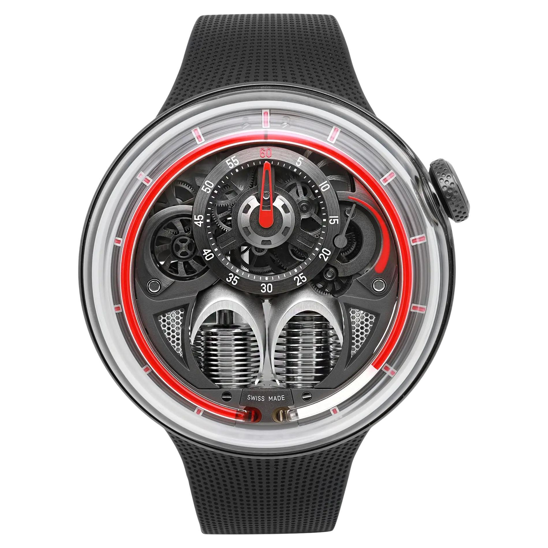 HYT H1.0 48.8mm Steel Gray Skeleton Dial Manual Winding Men Watch H02022-A